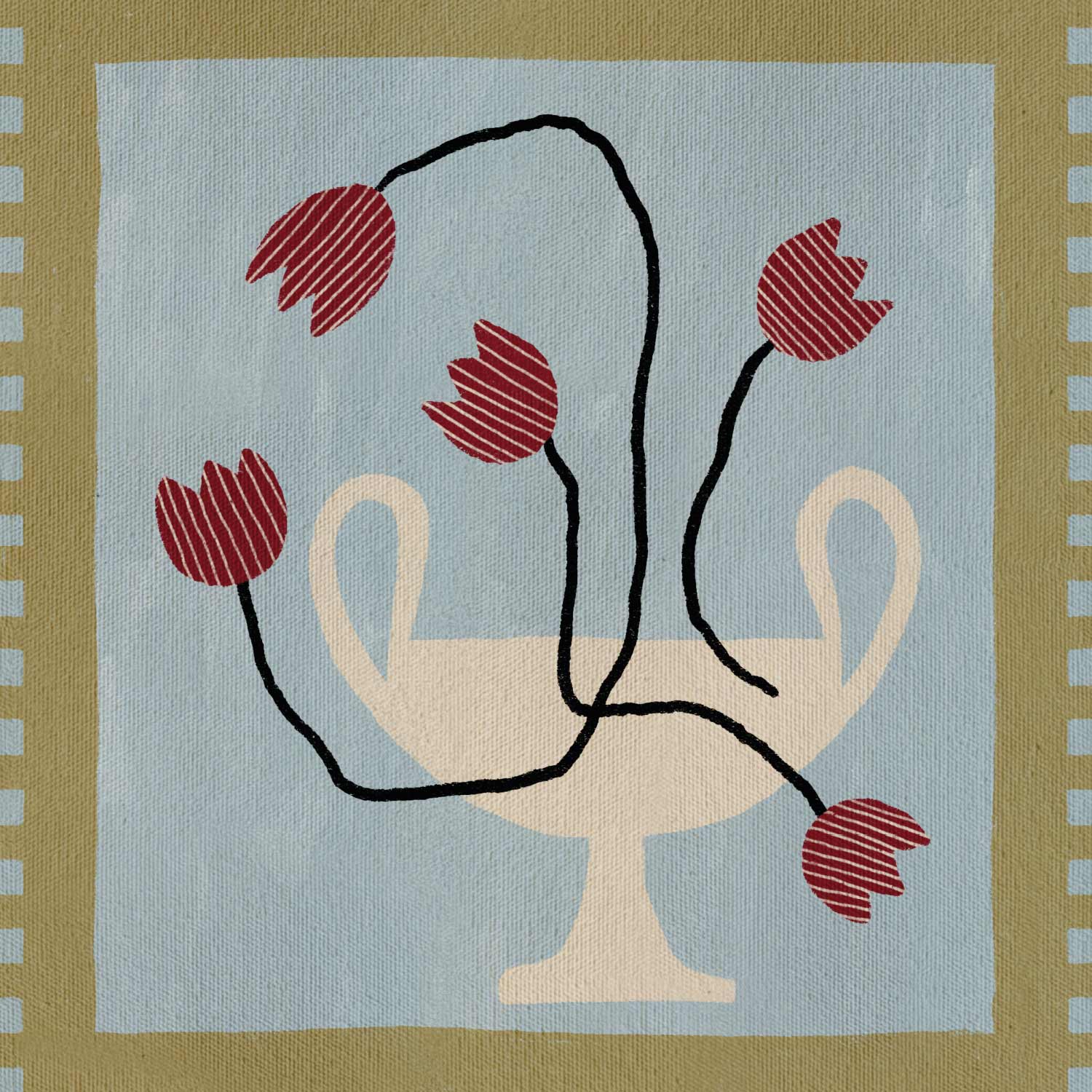 Out of Vase Blooms II Poster - Tulpen aus cremefarbener Schale (40x40 cm)