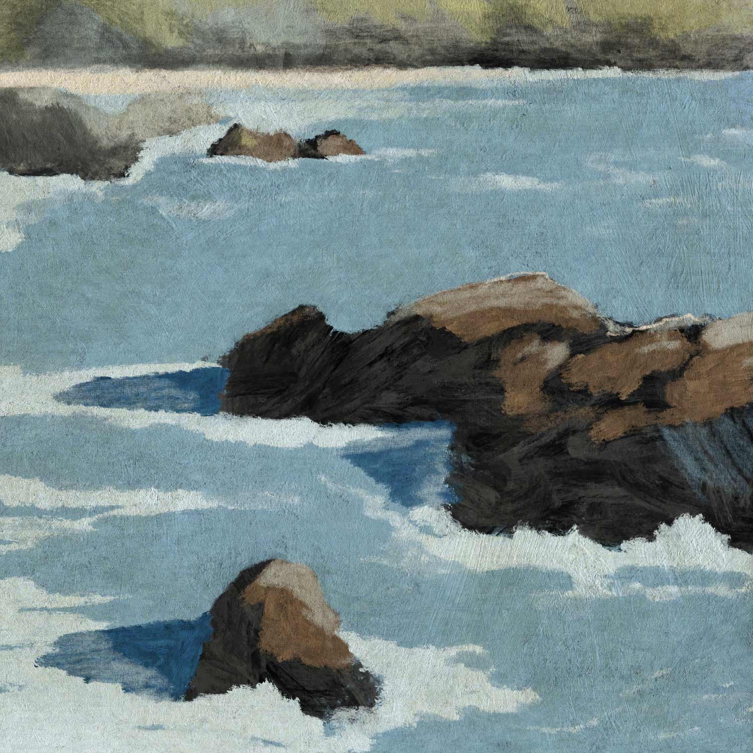 Cliff View Poster - Rocks in turquoise surf (50x50 cm)