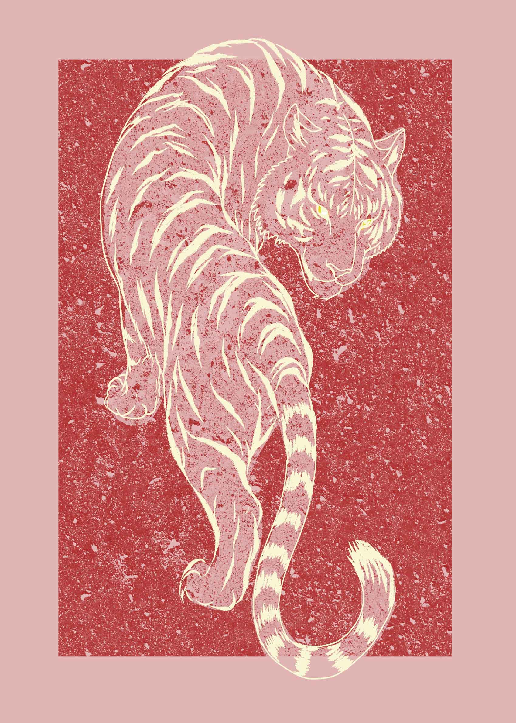 Mystic Red Tiger Poster - Tierillustration (50x70 cm)