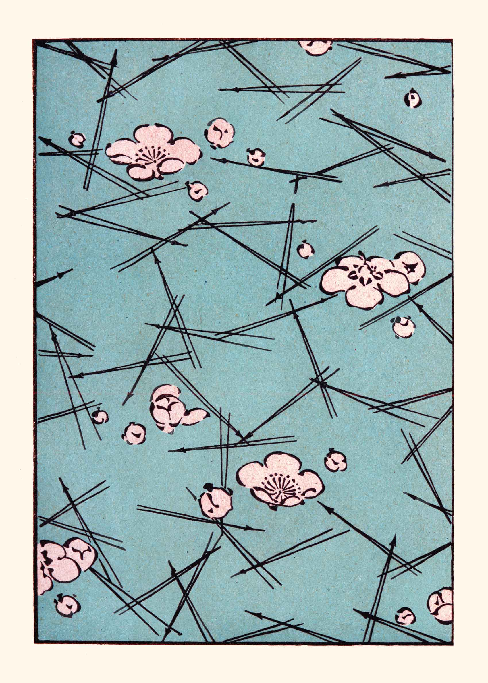 Flowers on Ice Poster - Japanese blossom pattern (30x40 cm)