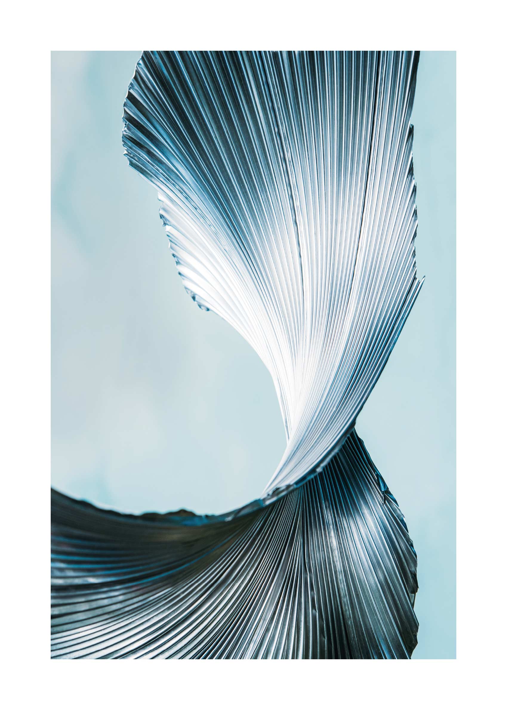 Pleats Poster - Pleated metallic foil in silver (50x70 cm)