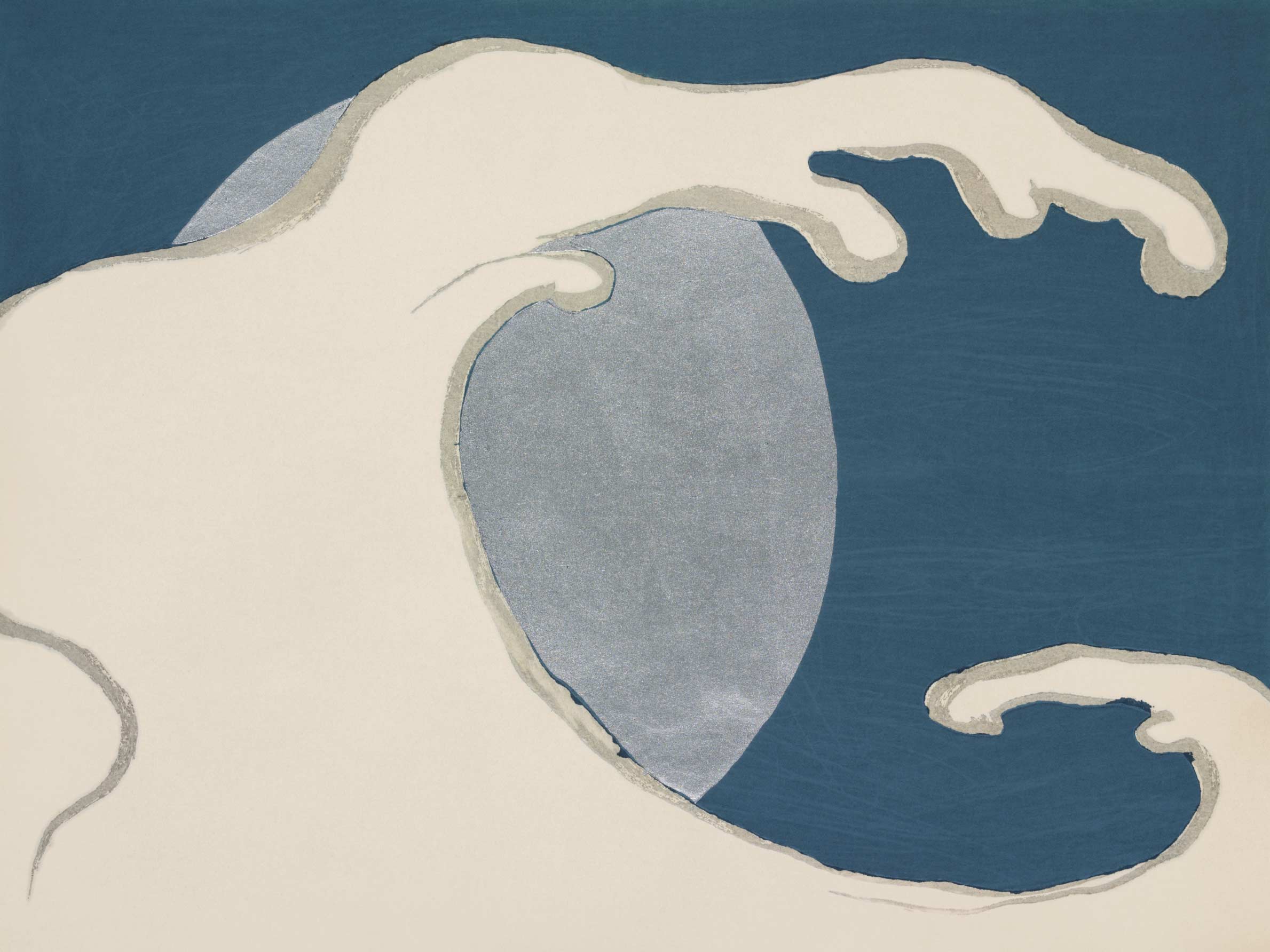Waves and Sun Poster - Japanese woodblock print (30x40 cm)