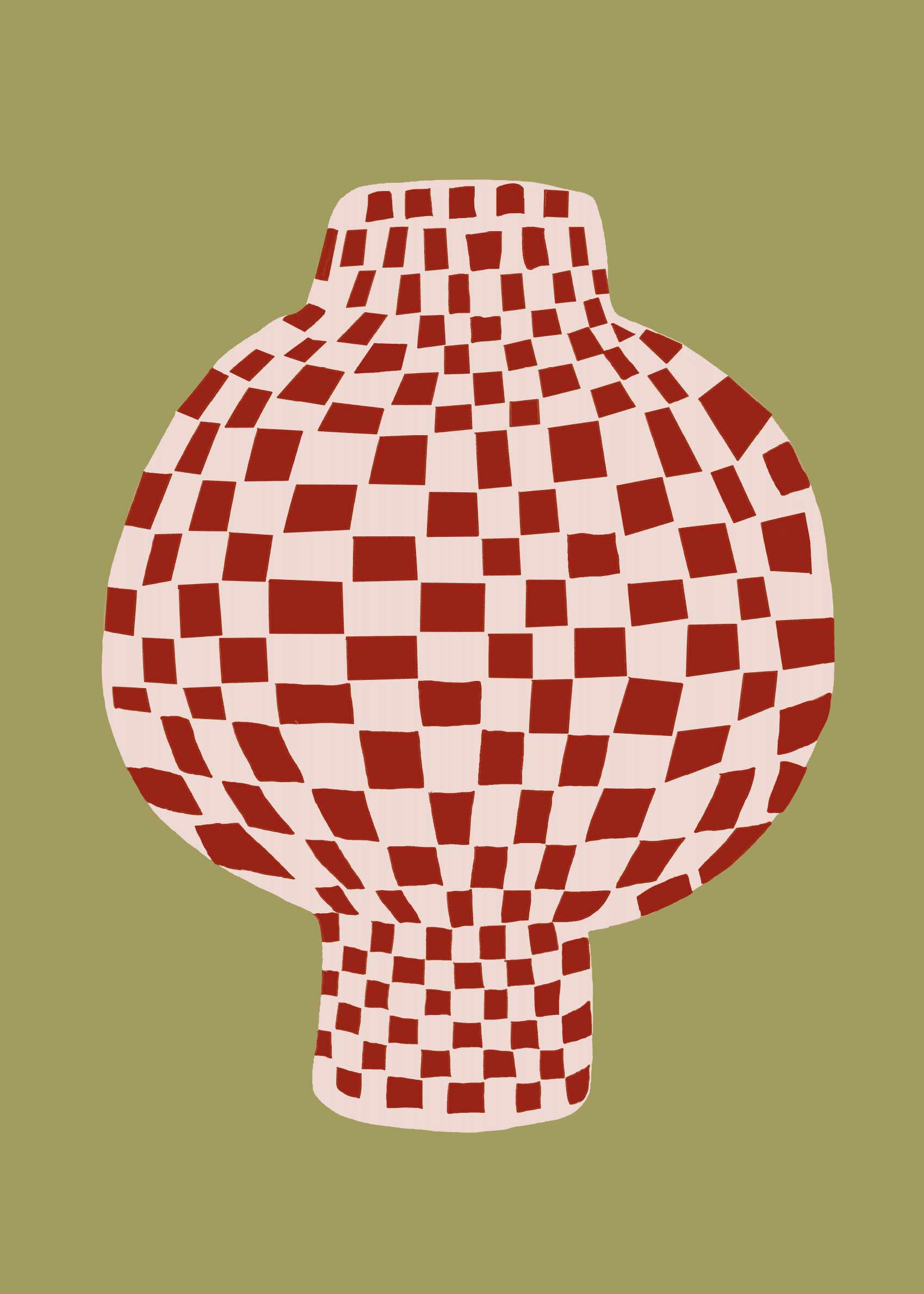 Retro Checkered Vase Poster - Checkered vase illustration (70x100 cm)