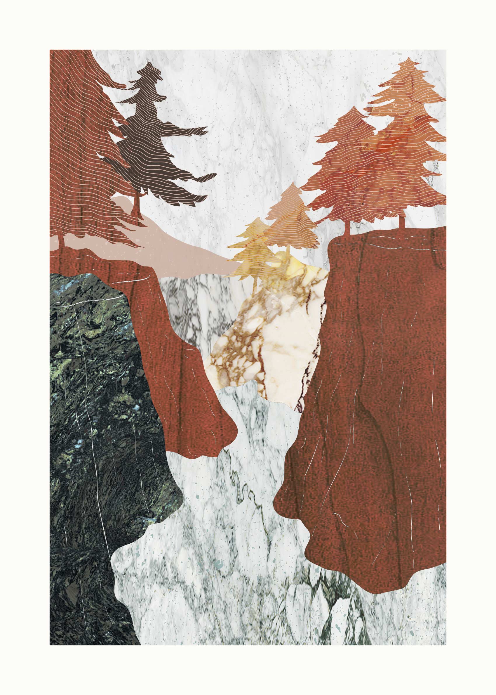 Autumn Gorge Poster - Rust forest collage (70x100 cm)