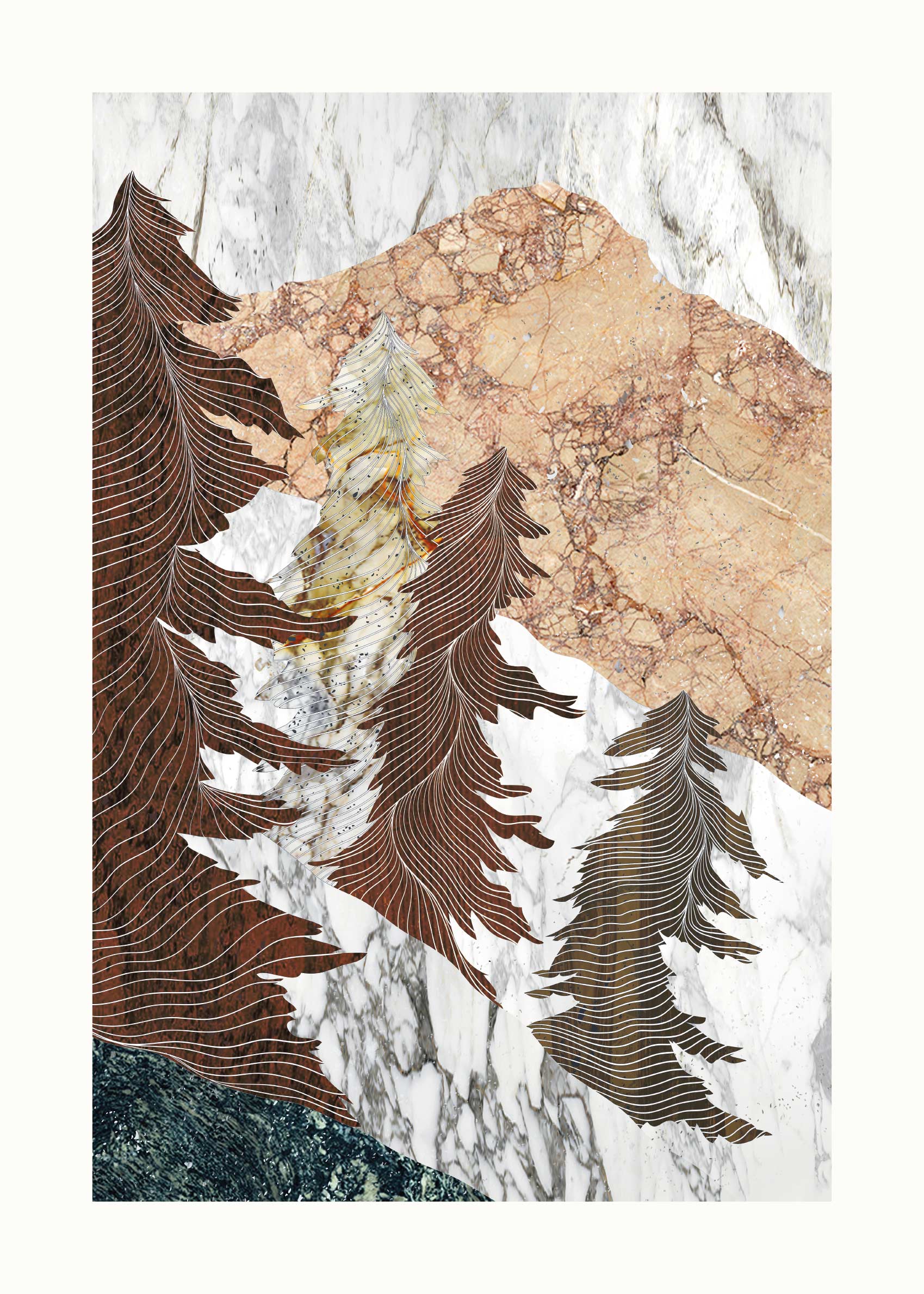 Dusk Summit Poster - Marble mountain collage (50x70 cm)