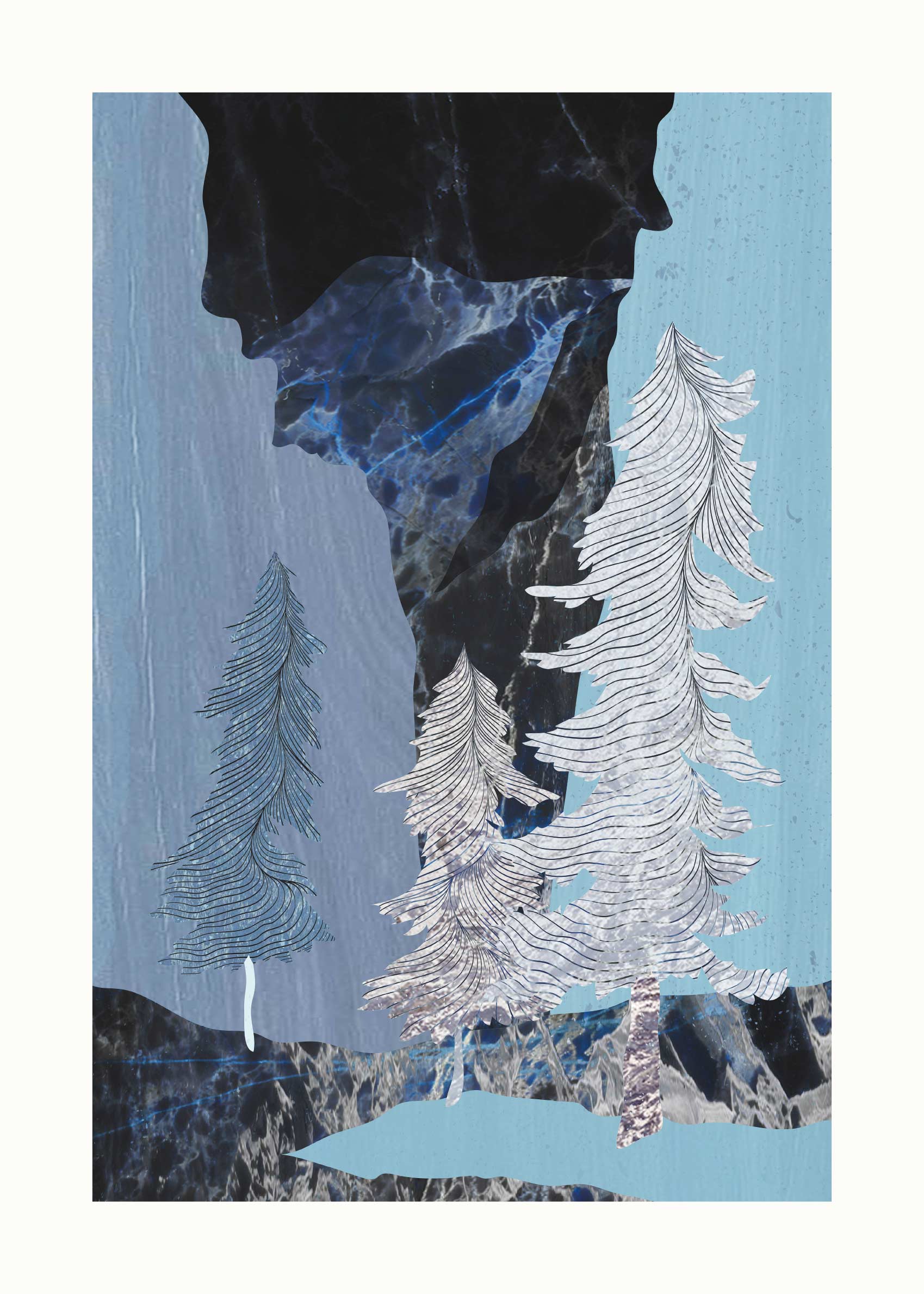 Frost Pines Poster - Icy forest collage (70x100 cm)