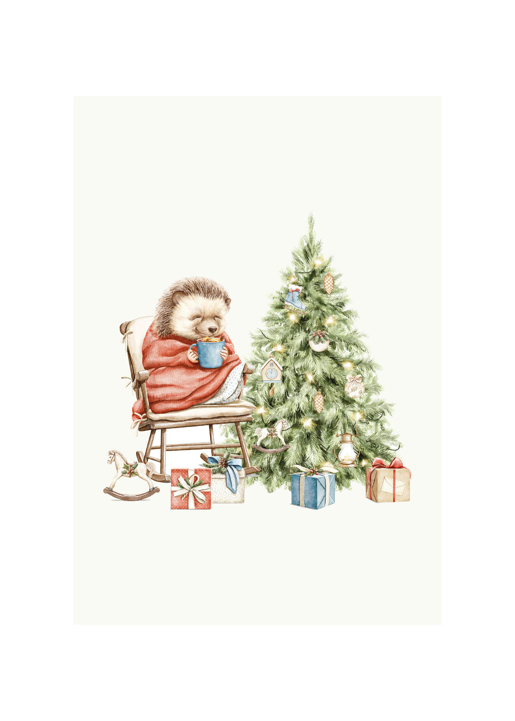 Hedgehog Christmas Poster - Tierillustration (30x40 cm)