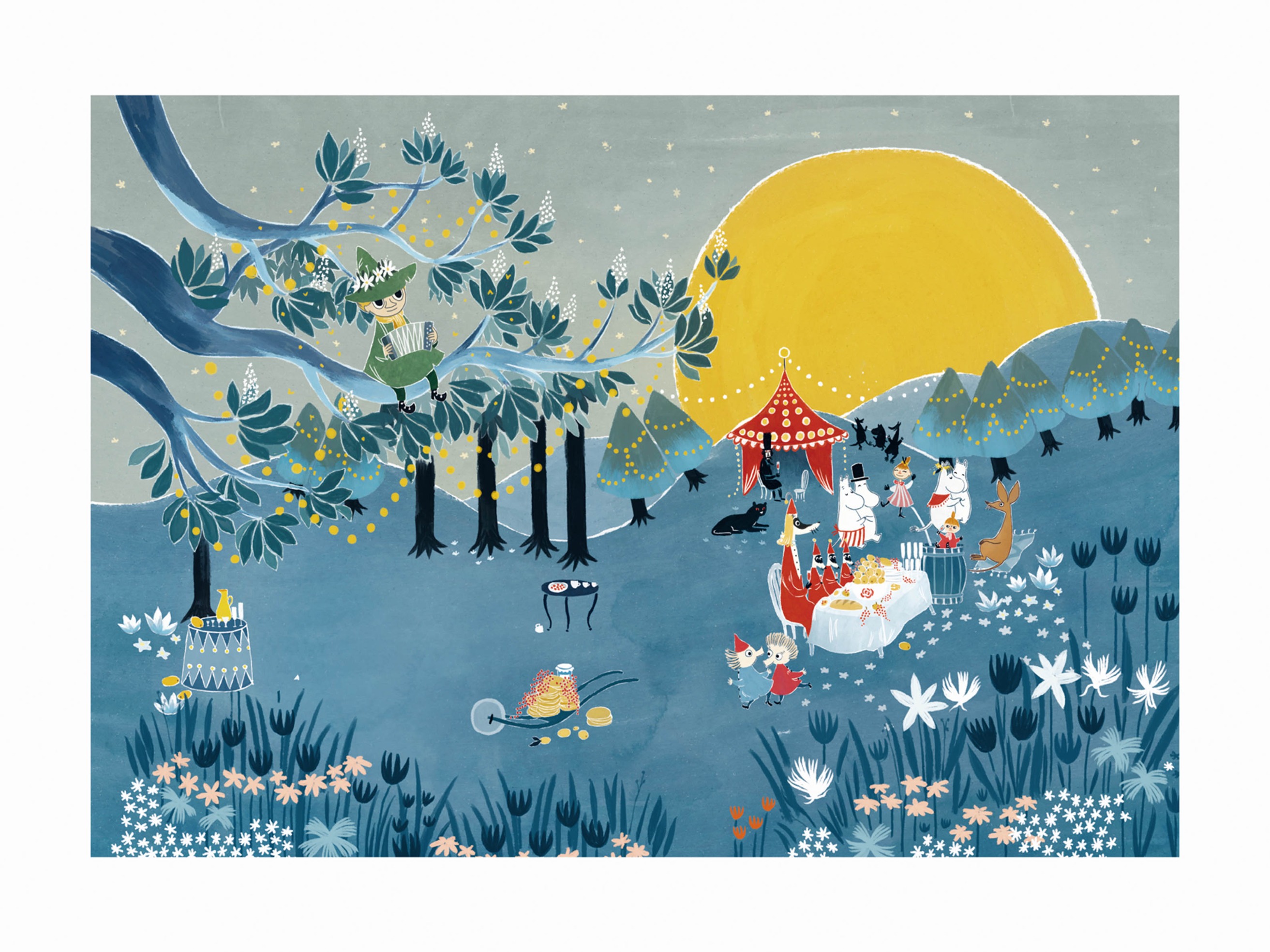 Party in the Moominvalley Poster - Animal illustration (21x30 cm)