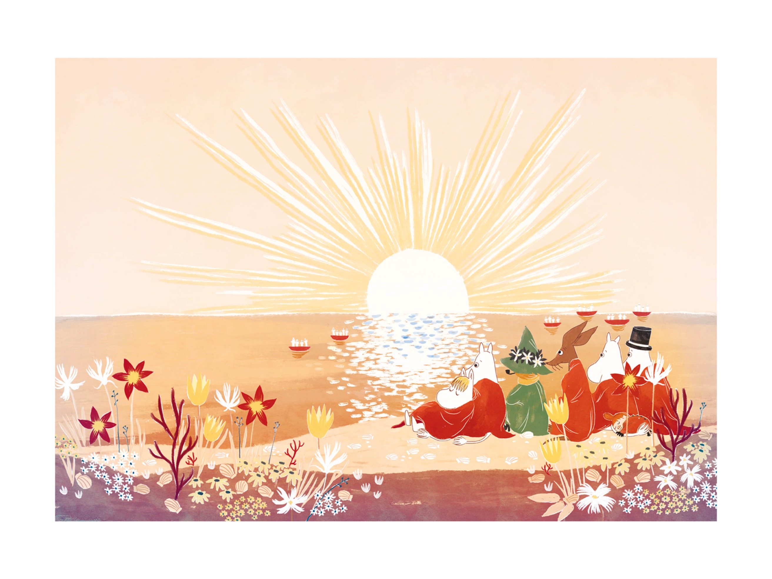 Moomin Sunset by the Sea Poster - Animal illustration (21x30 cm)