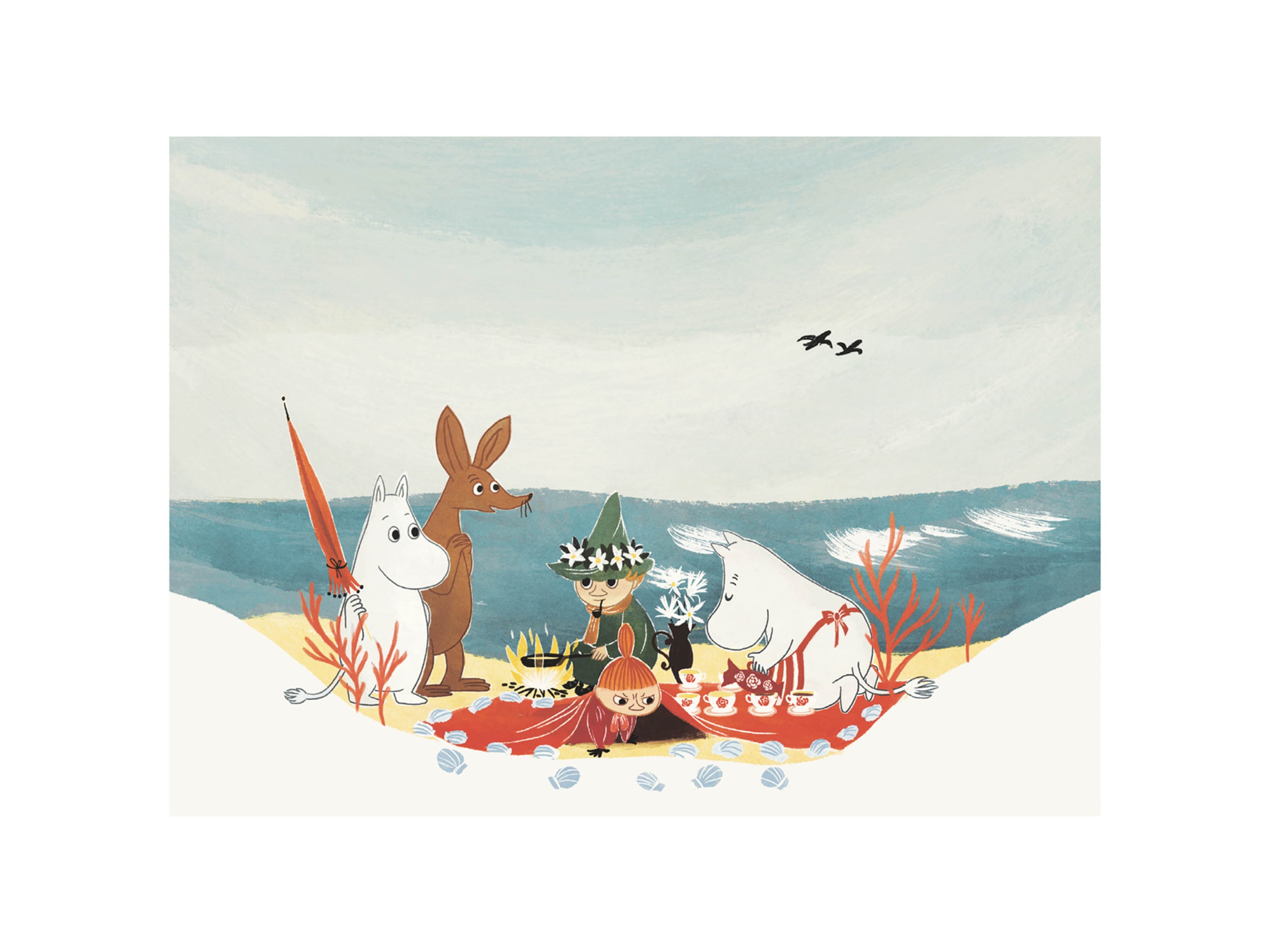 Moomin Picnic by the Sea Poster - Seaside illustration (30x40 cm)
