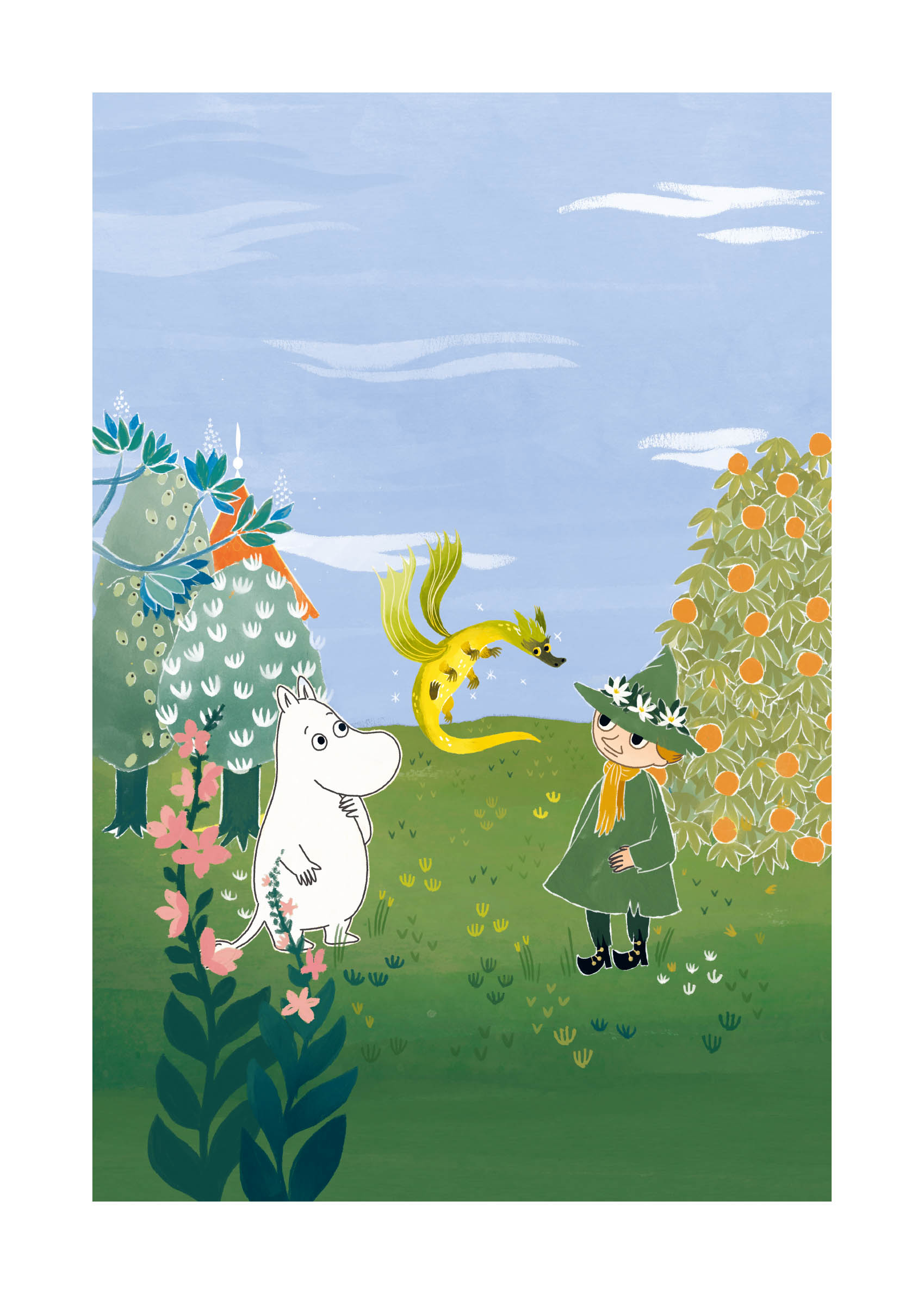 Moomin Snufkin and the Last Dragon Poster - Garden illustration (50x70 cm)