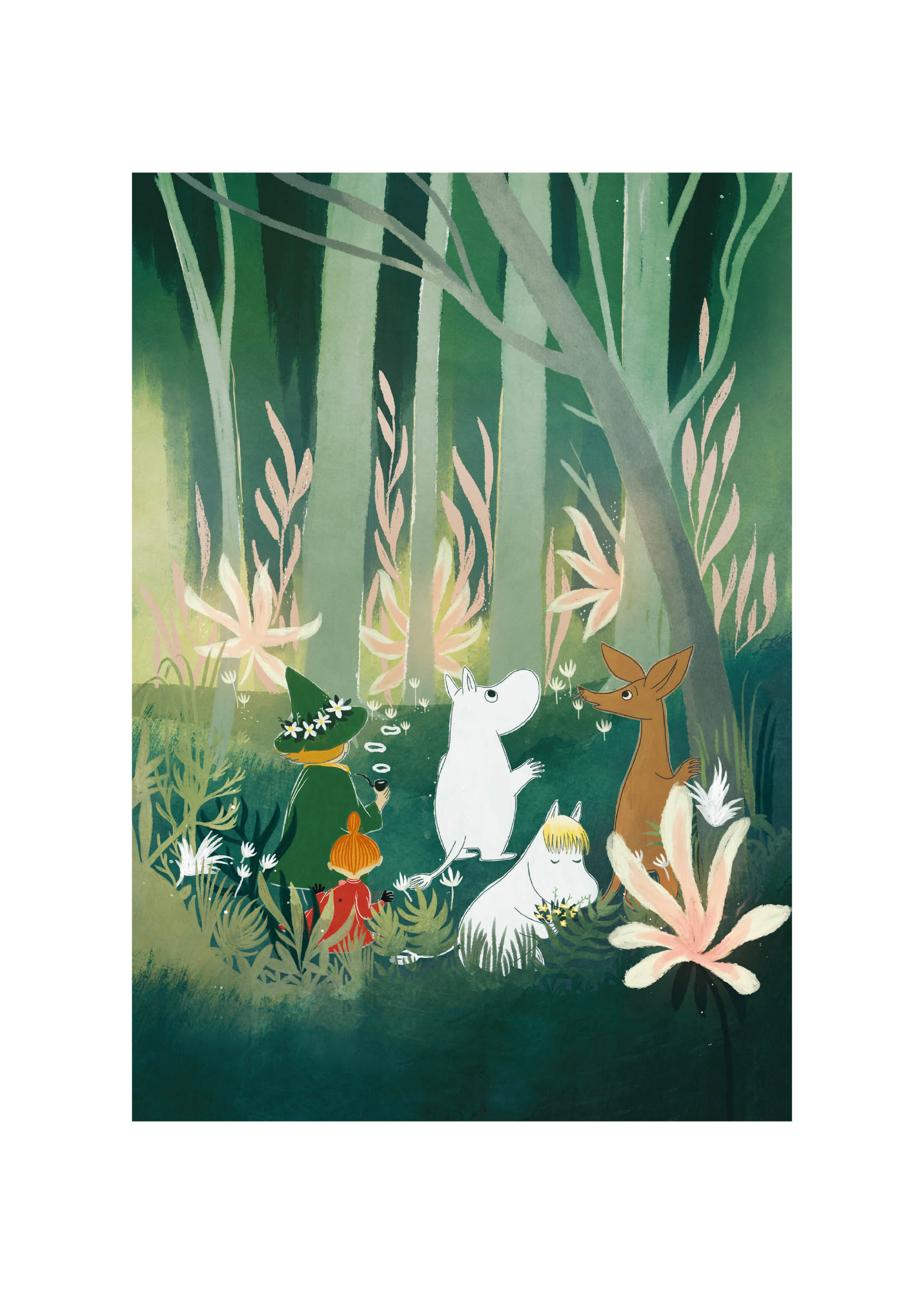 Moomin And His Friends In The Woods Poster - Waldillustration (30x40 cm)