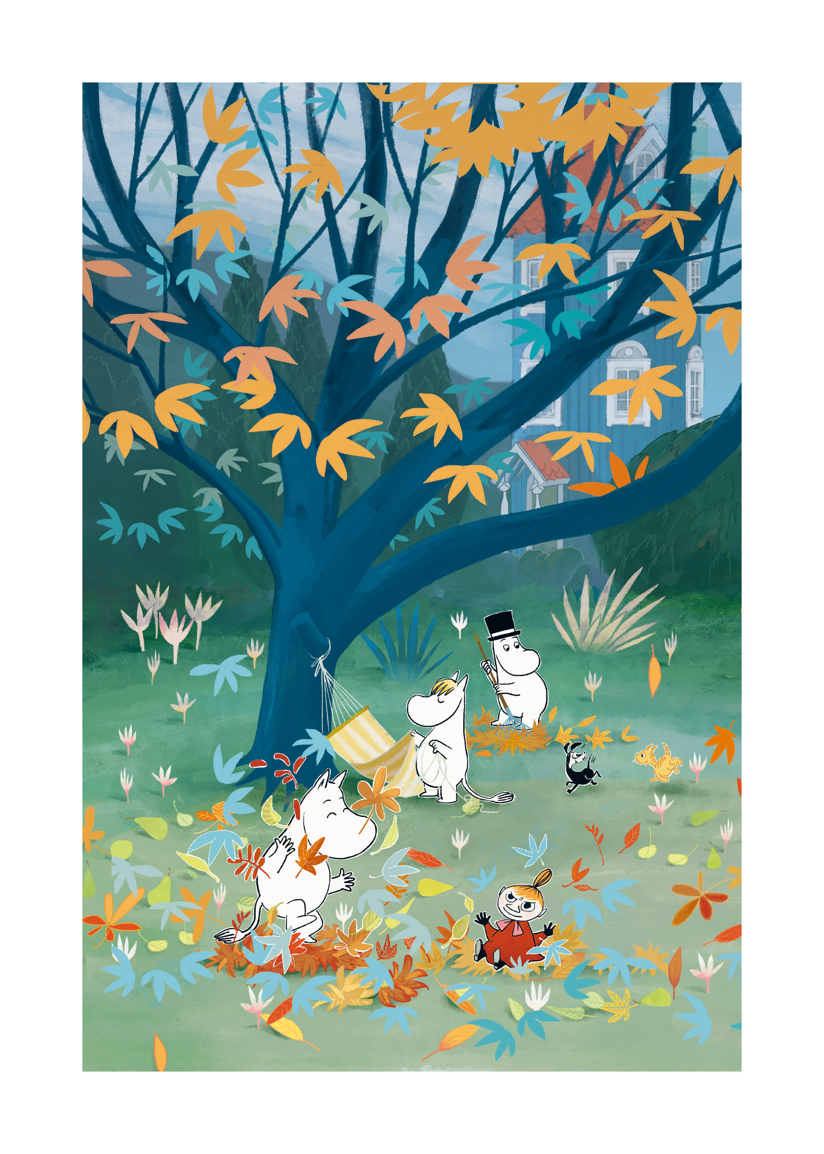 Moomin Family Autumn Garden Poster - Children's illustration (30x40 cm)
