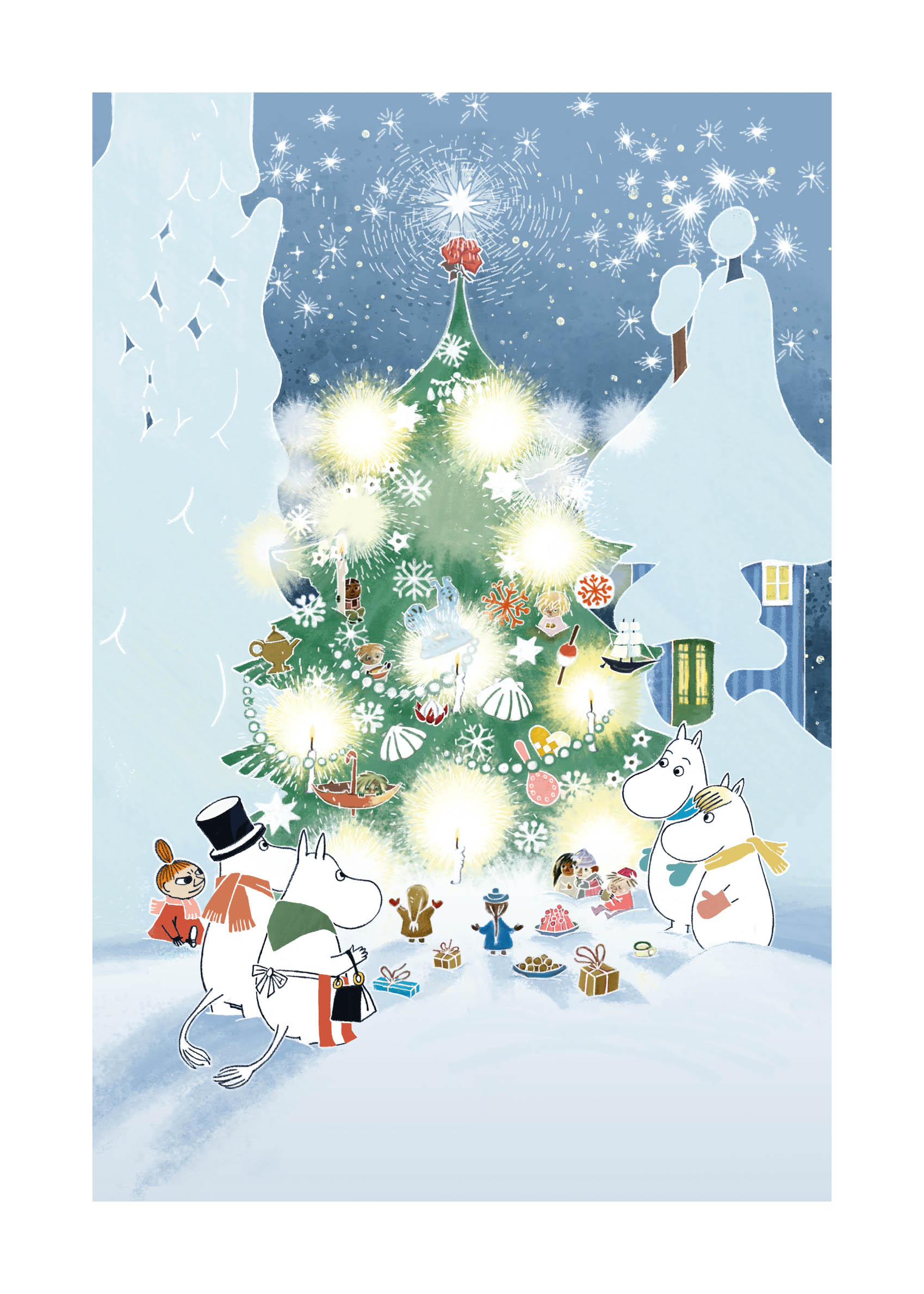 Christmas In The Moominvalley Poster - Christmas tree illustration (21x30 cm)