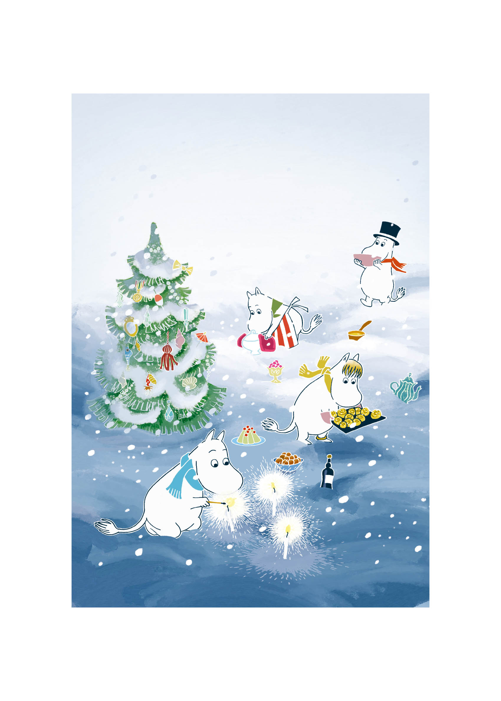 Christmas With The Moomins Poster - Christmas tree illustration (21x30 cm)