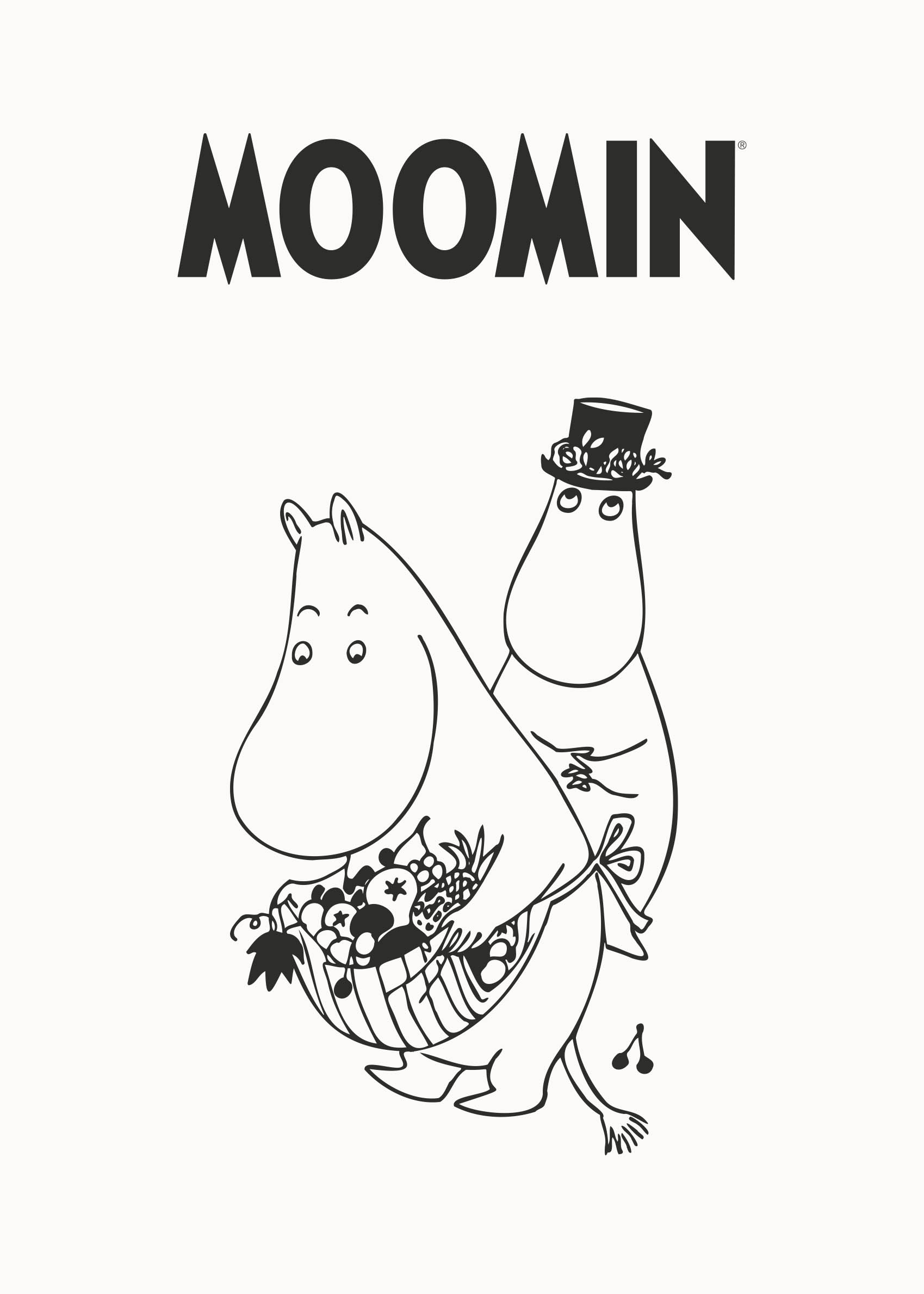 Moominmamma Foraging Fruits Poster - Animal line art (21x30 cm)