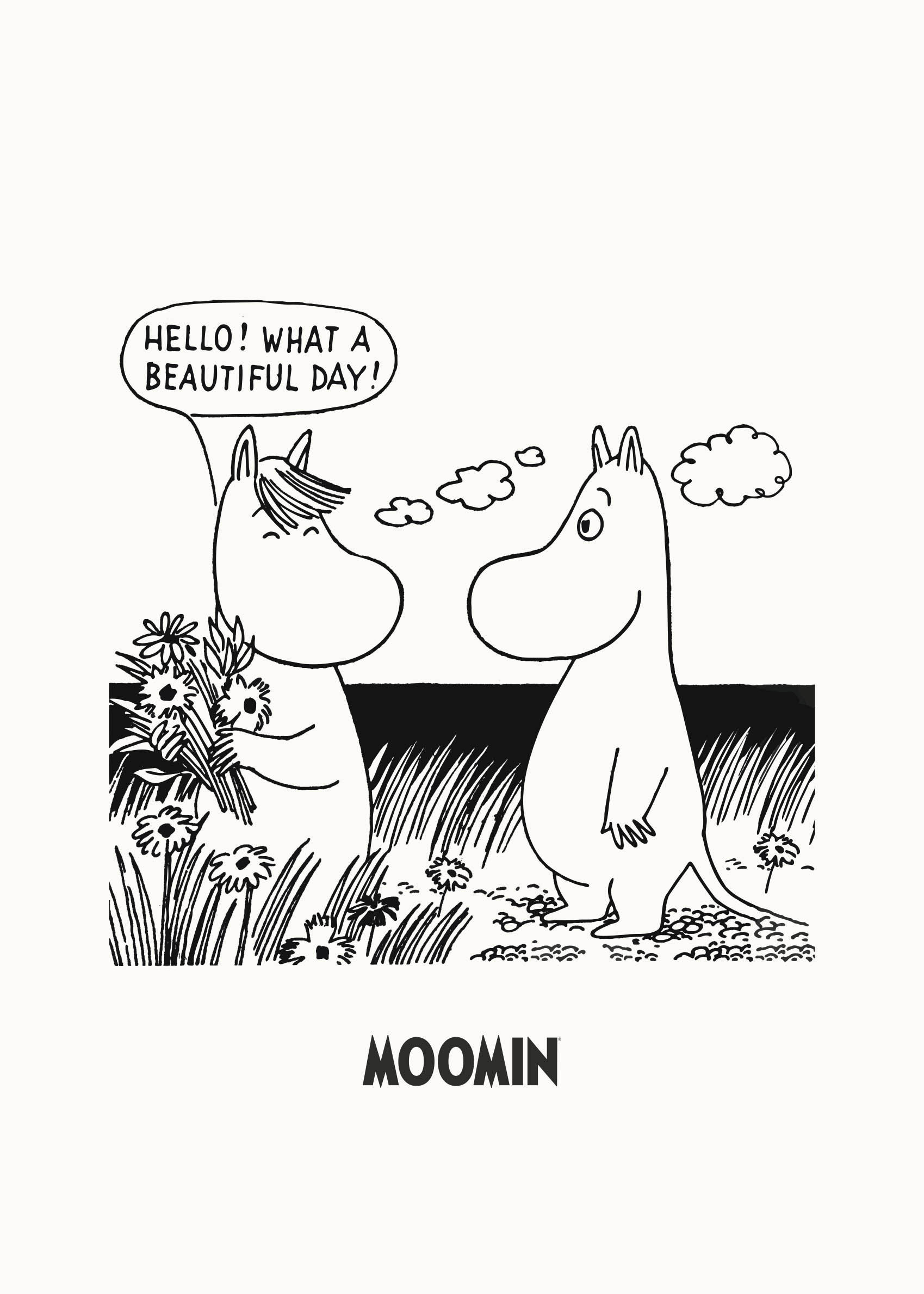 Moomin And Snorkmaiden Poster - Animal line art (40x50 cm)