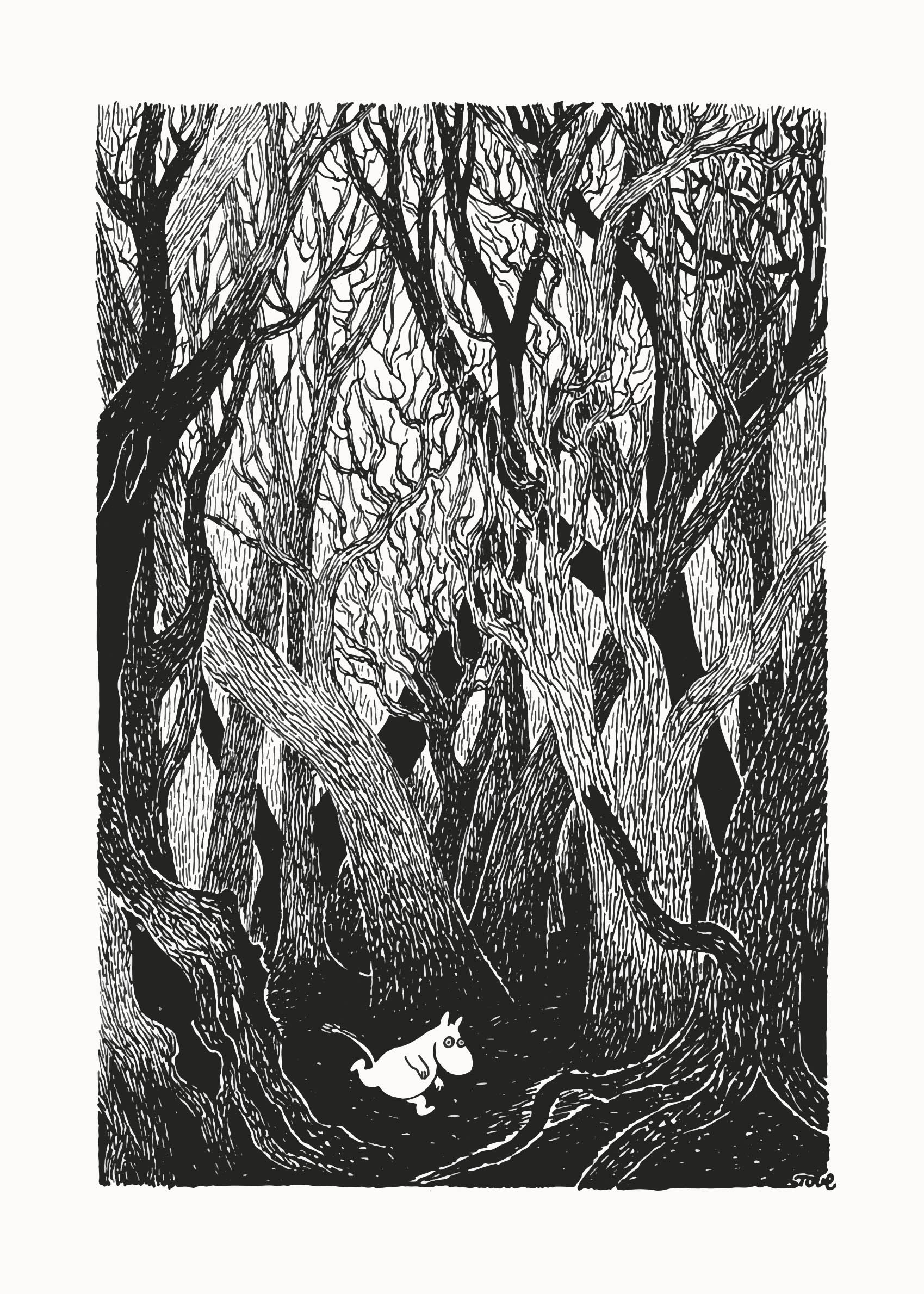 Moomin Running In The Woods Poster - Forest illustration (70x100 cm)