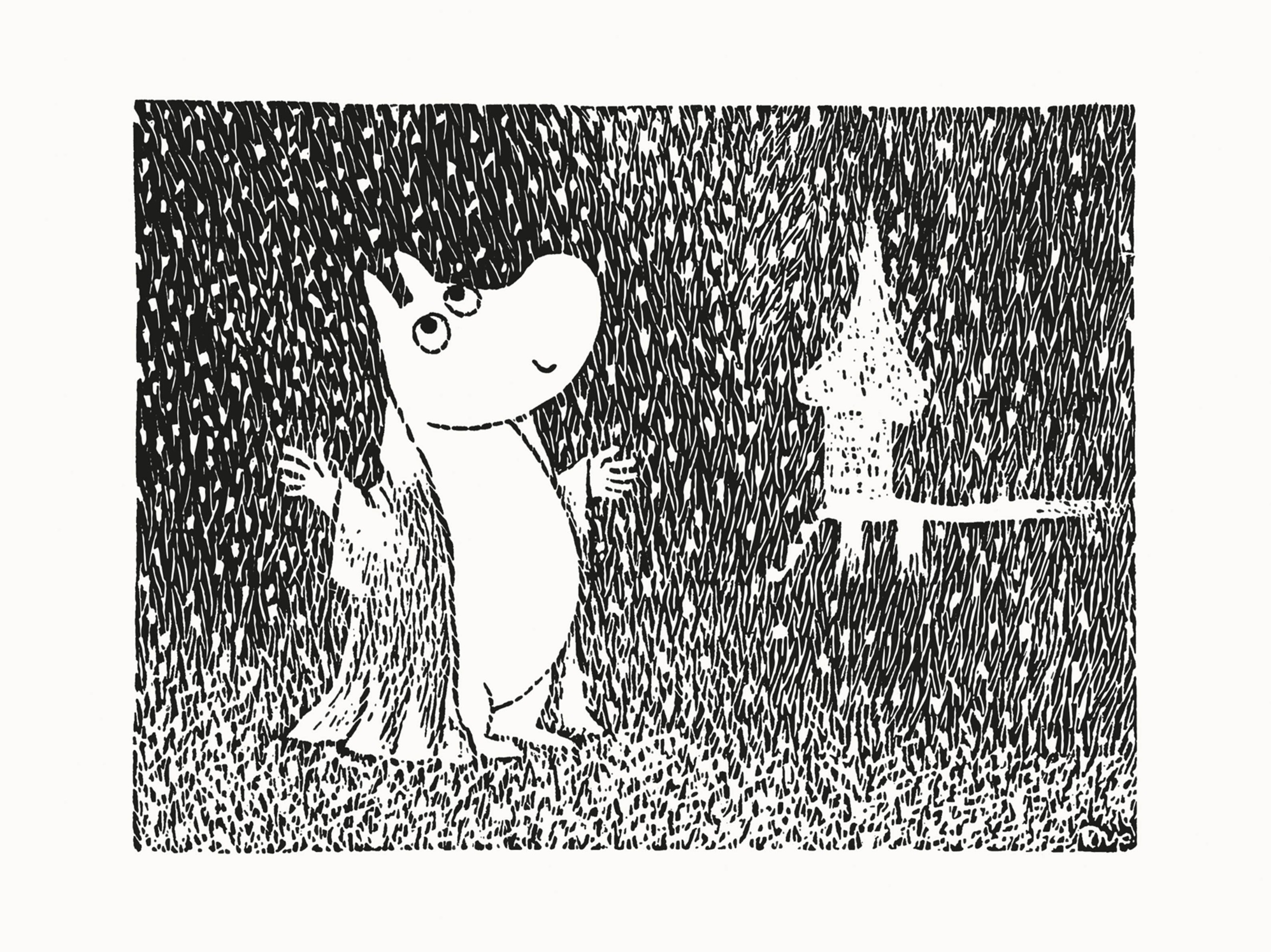 Moomins First Snow Poster - Animal illustration (30x40 cm)