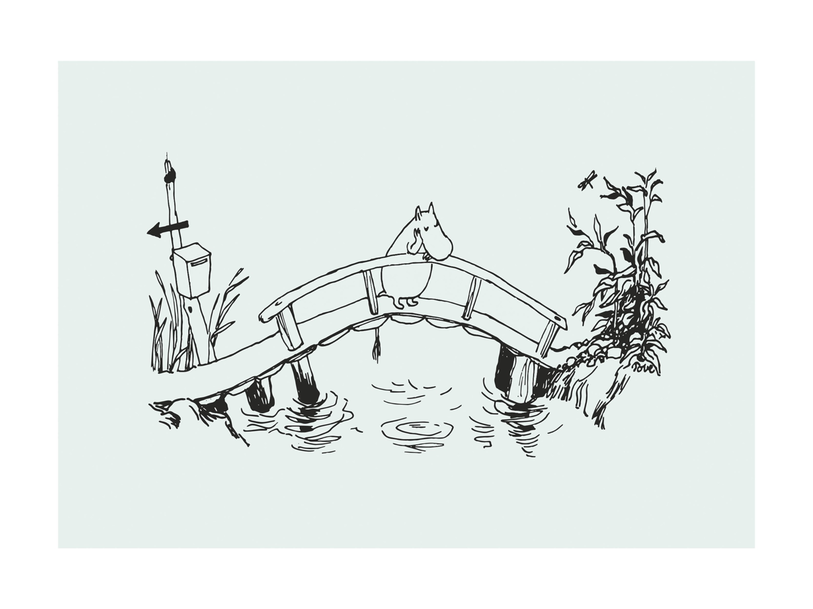 Moomin On Moominvalley Bridge Poster - Character line art (50x70 cm)