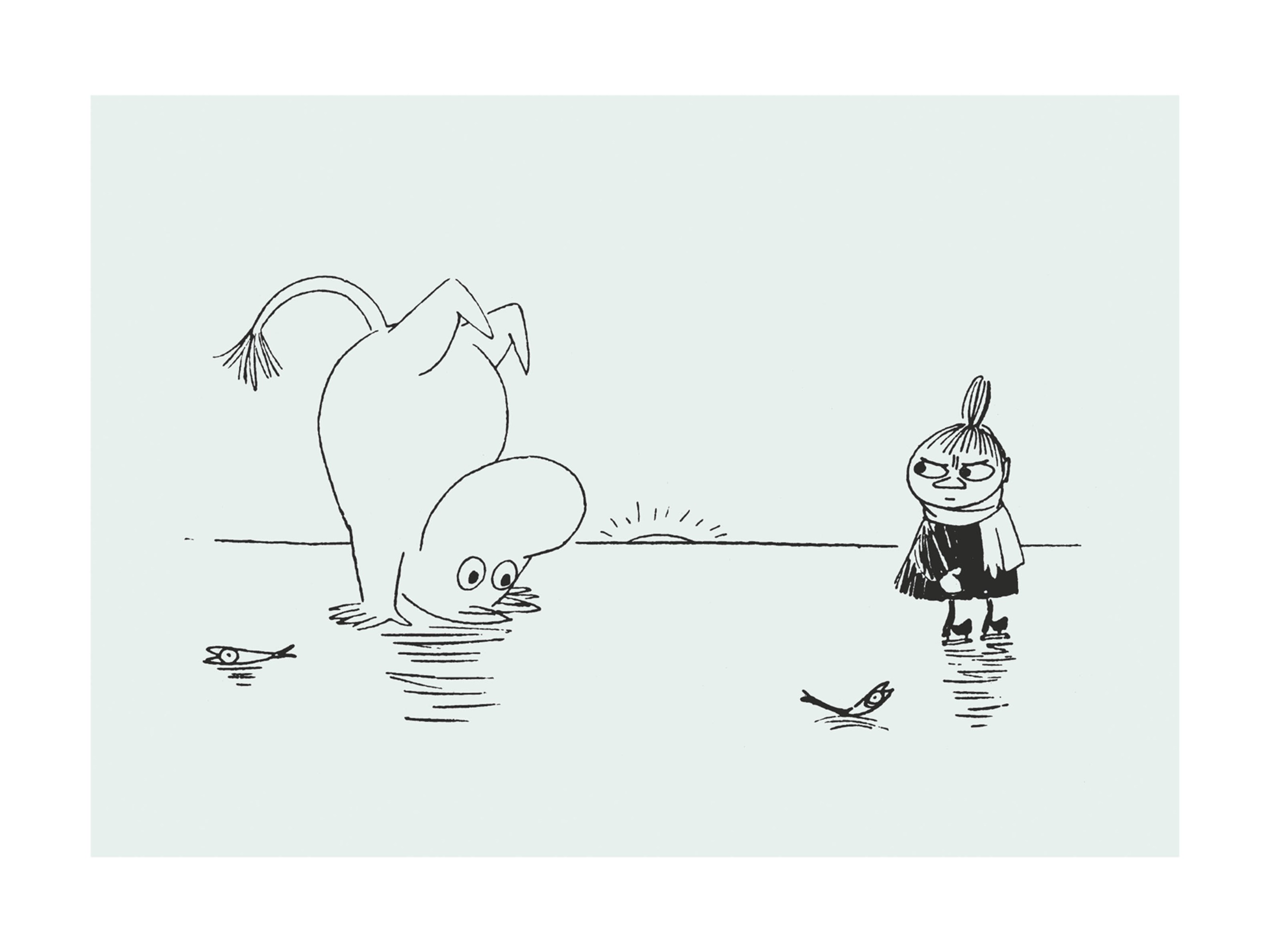 Moomin And Little My On Ice Poster - Character illustration (21x30 cm)