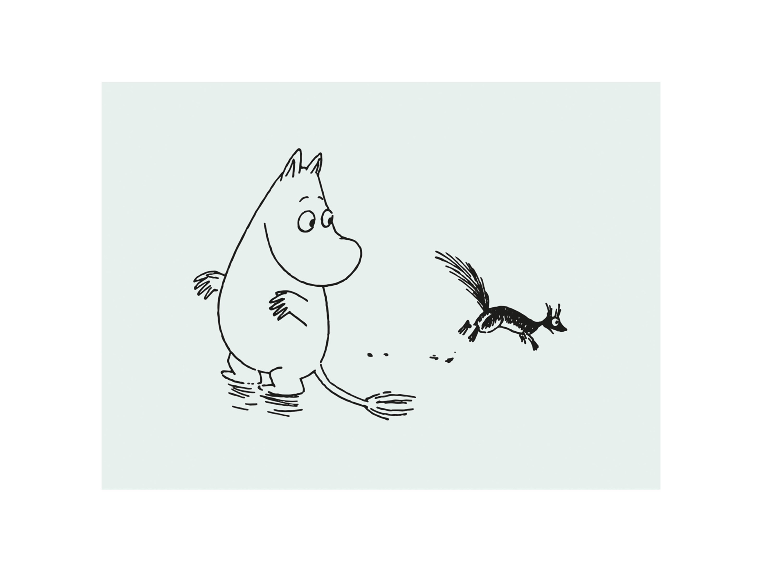 Moomin And Squirrel Poster - Animal line art (21x30 cm)