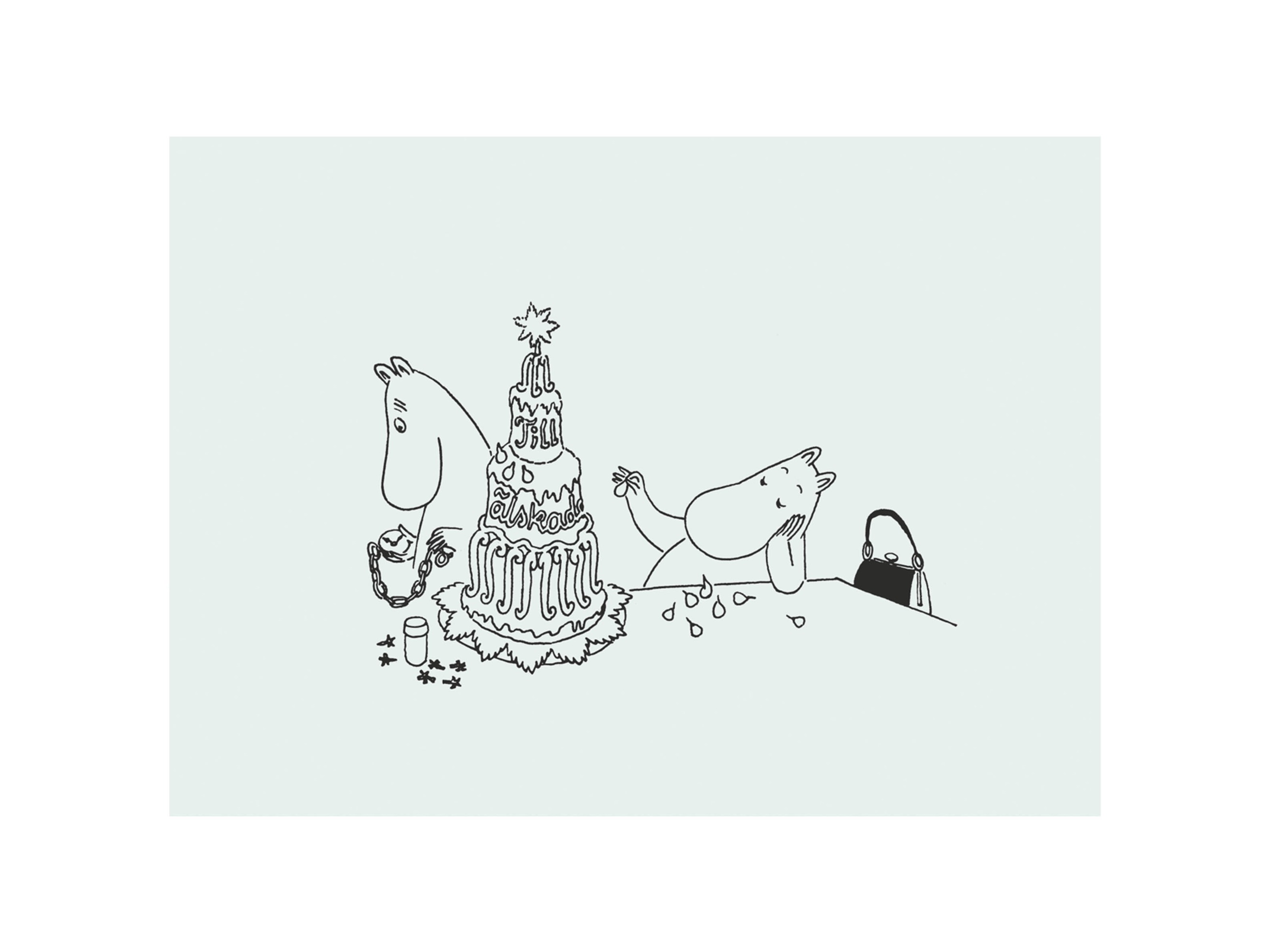 Moomins Birthdaycake Poster - Animal line art (30x40 cm)