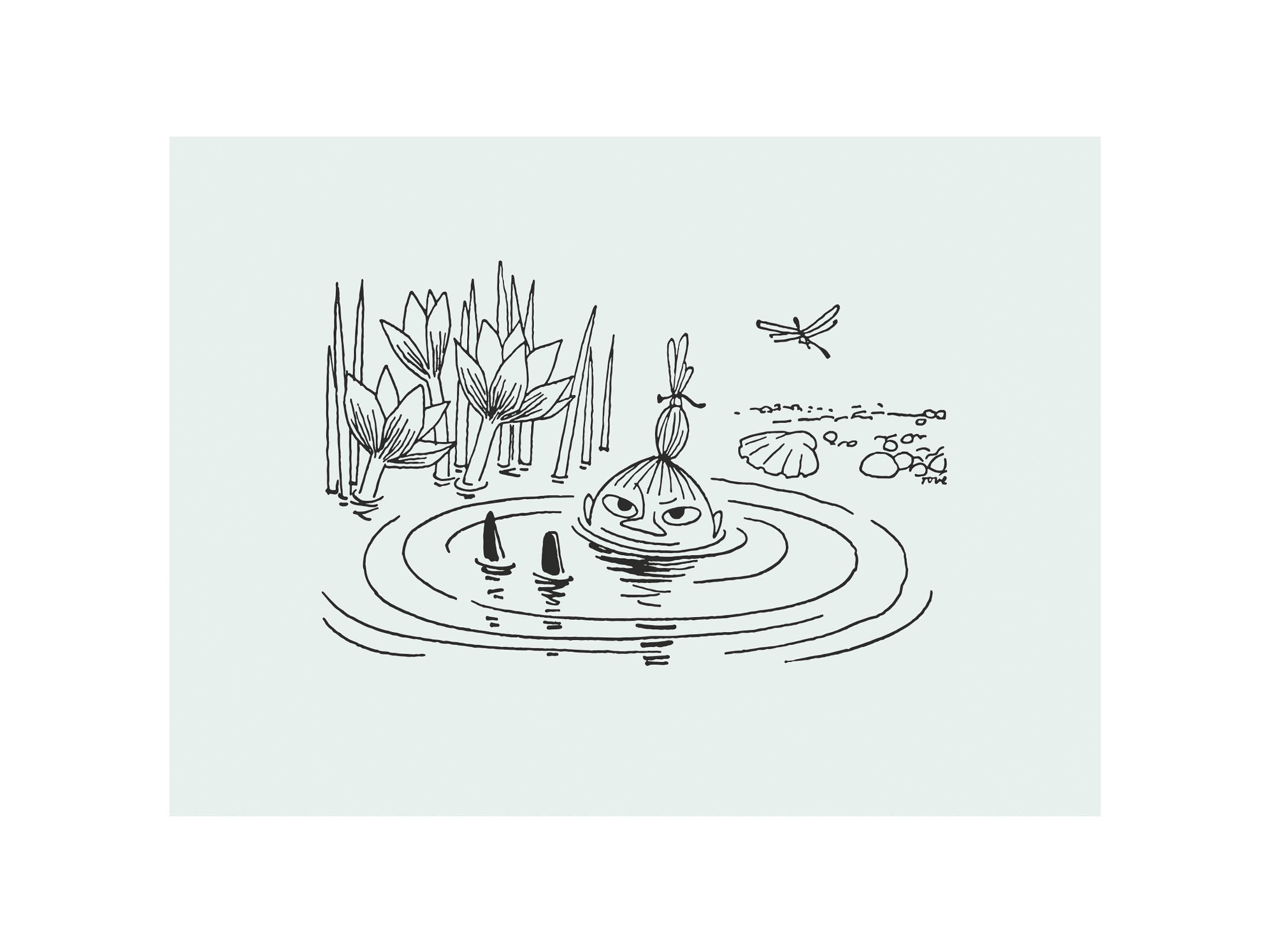 Moomin Little My Swimming Poster - Pond line art (40x50 cm)