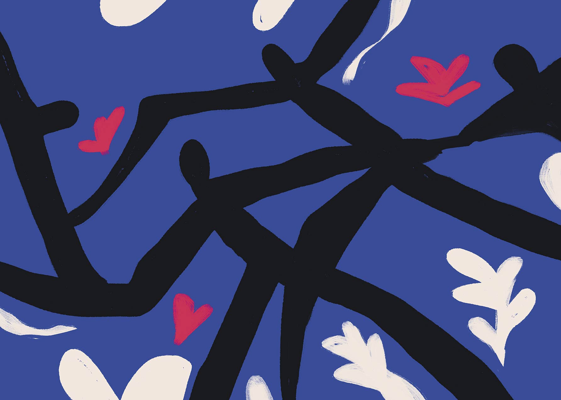 Dancing Silhouettes - Abstract illustration (70x100 cm)