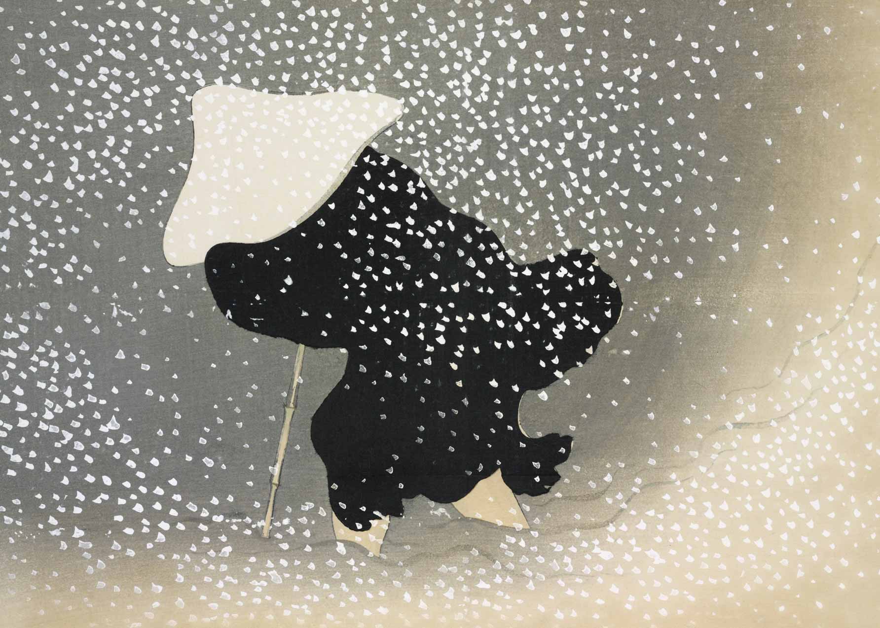 Snow from Momoyogusa by Kamisaka Sekka Lærred - Paraplyillustration (50x70 cm)