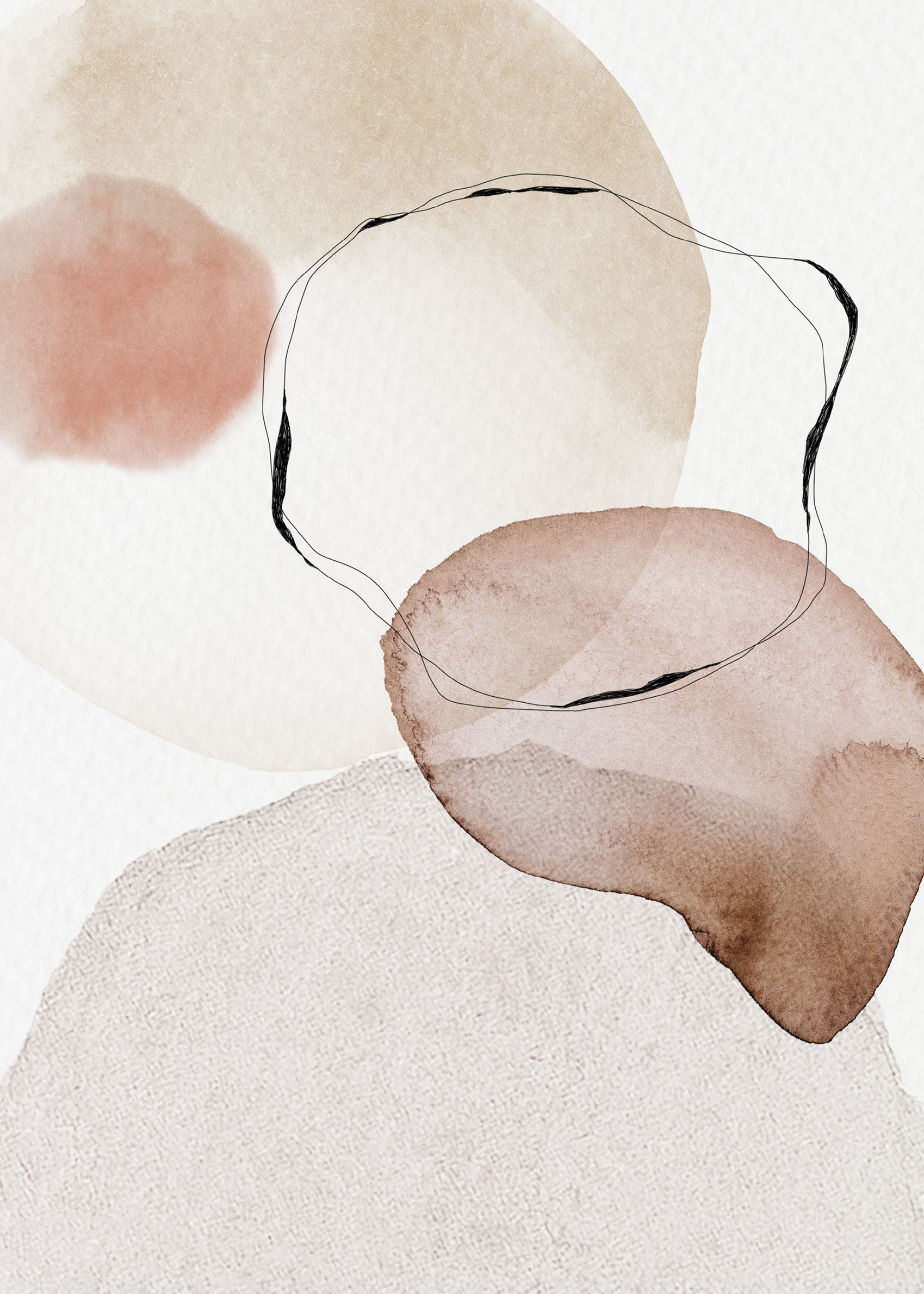 Watercolour Tones No.2 Canvas - Abstract line art (50x70 cm)