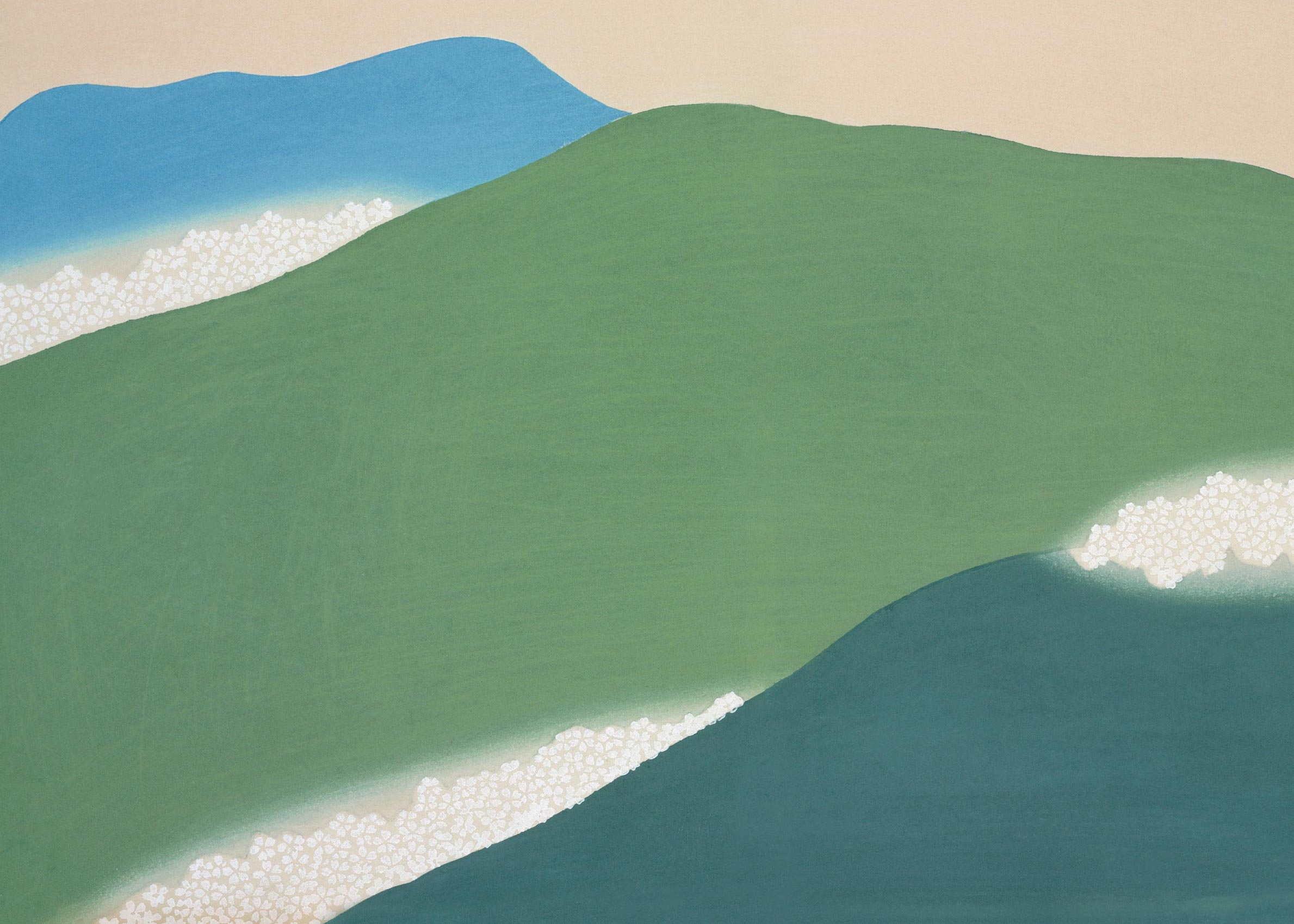 Green Mountains from Momoyogusa by Kamisaka Sekka Leinwand - Landschaftsmalerei (70x100 cm)