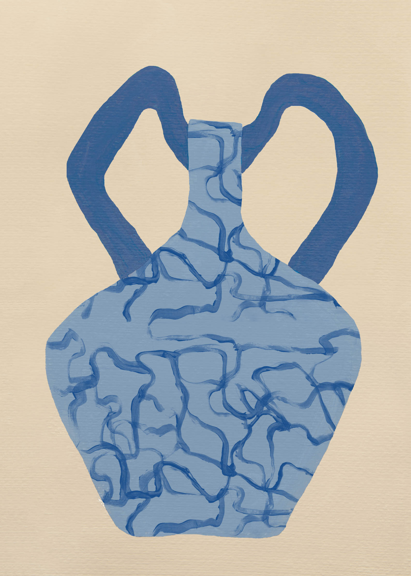 Blue Vase I Leinwand - Abstrakte Stilllebenmalerei (70x100 cm)