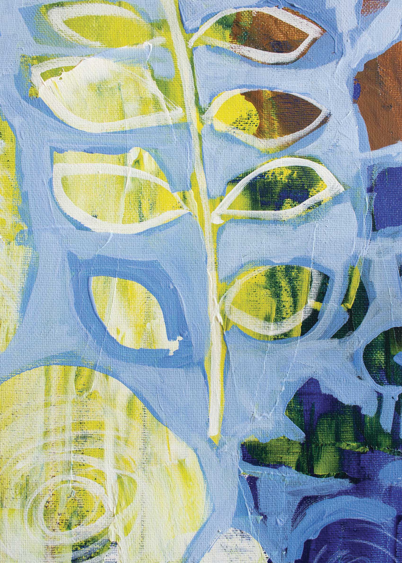Blue Garden - Botanisk maleri (50x70 cm)