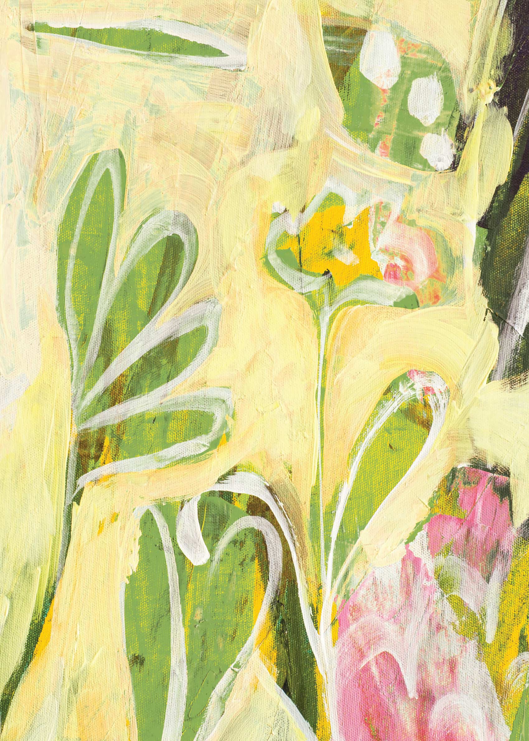 Sunlit Garden Leinwand - Florale Malerei (50x70 cm)