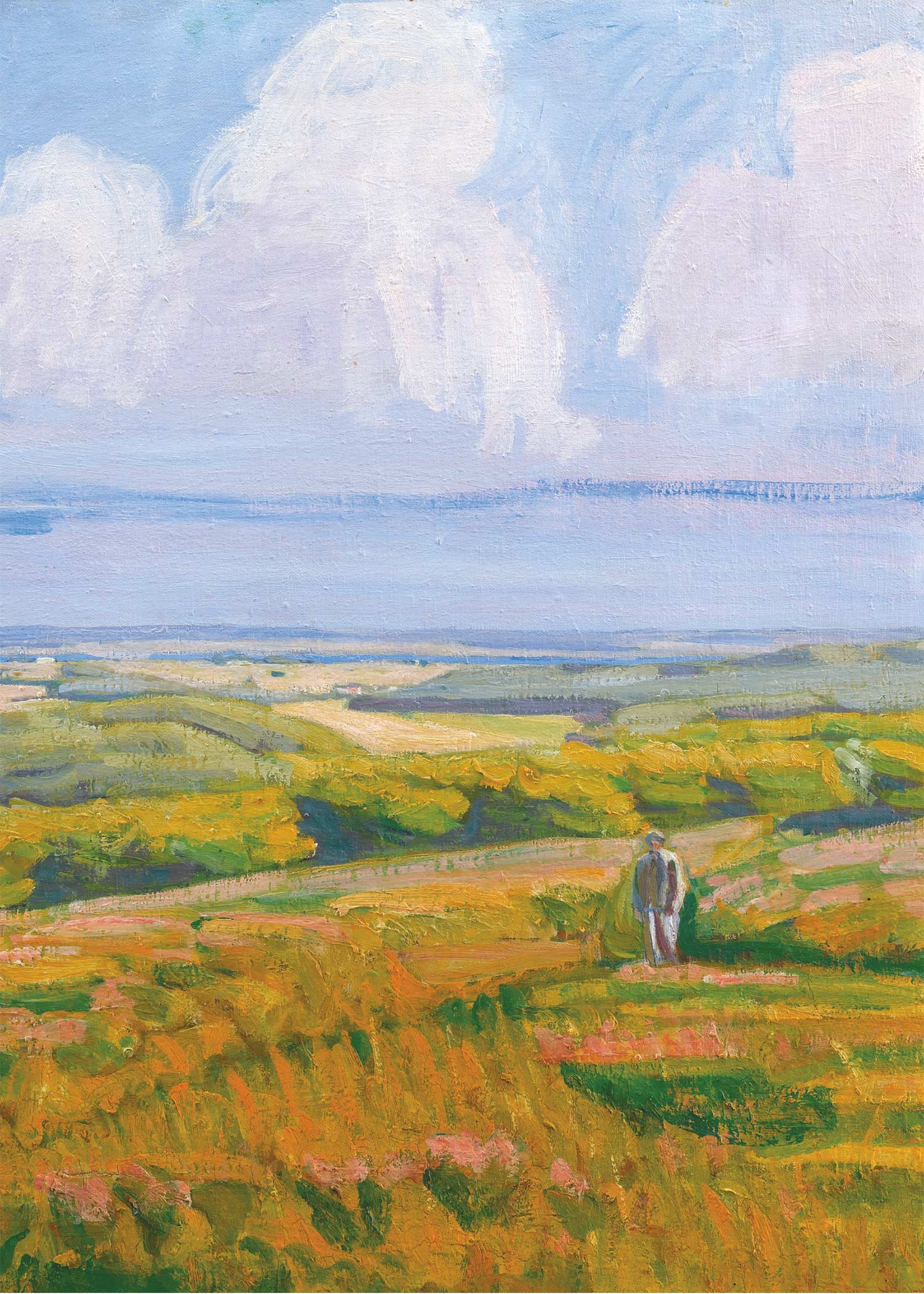 Walk in Sunny Fields Leinwand - Landschaftsmalerei (50x70 cm)