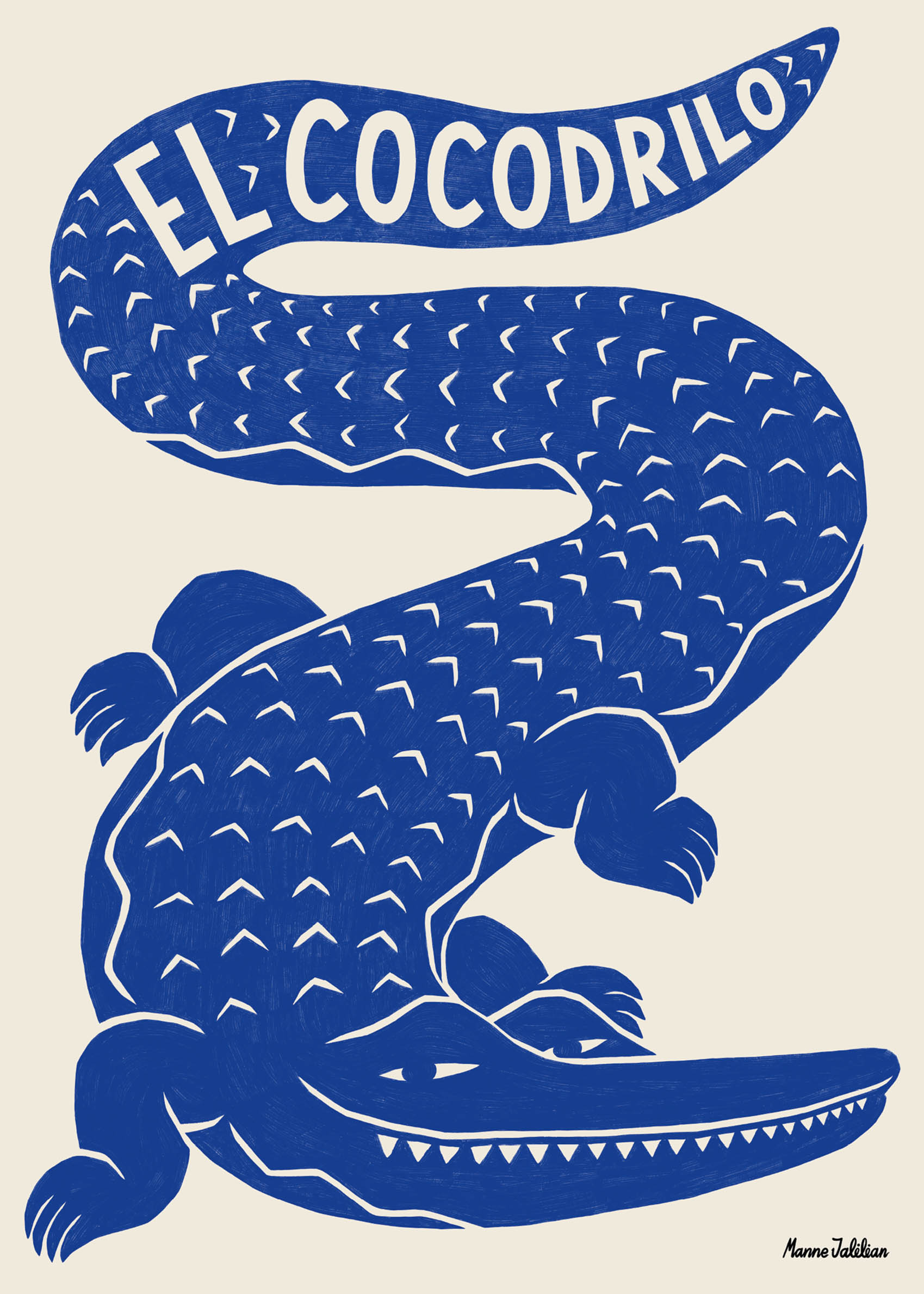 El Cocodrilo Canvas - Animal illustration (50x70 cm)