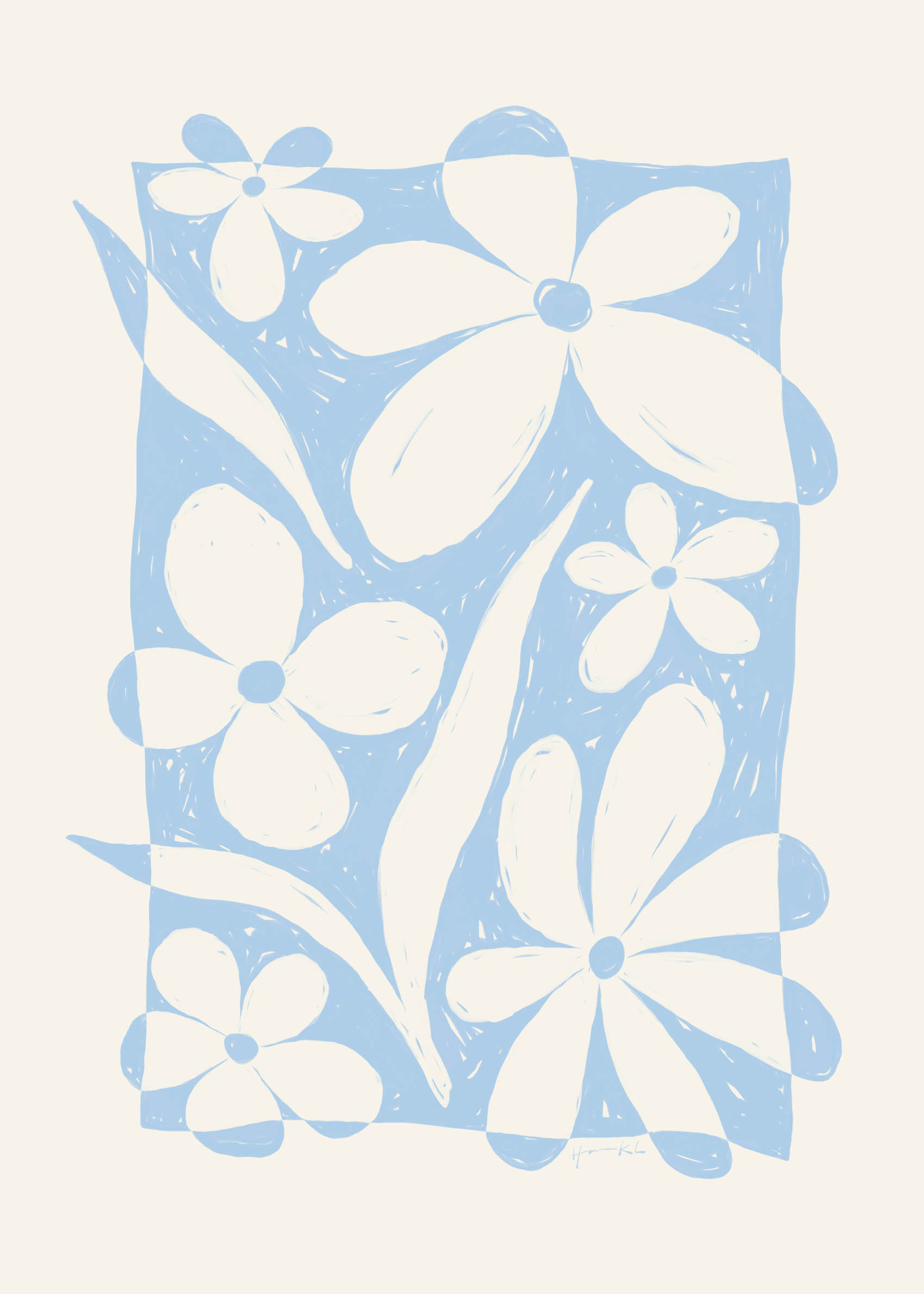 Inrutad Canvas - Floral illustration (70x100 cm)
