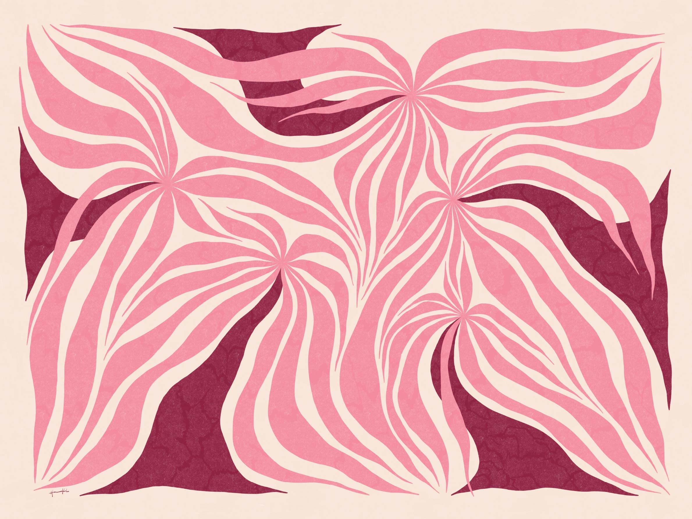 In the Window - Blomsterillustration i retrostil (30x40 cm)