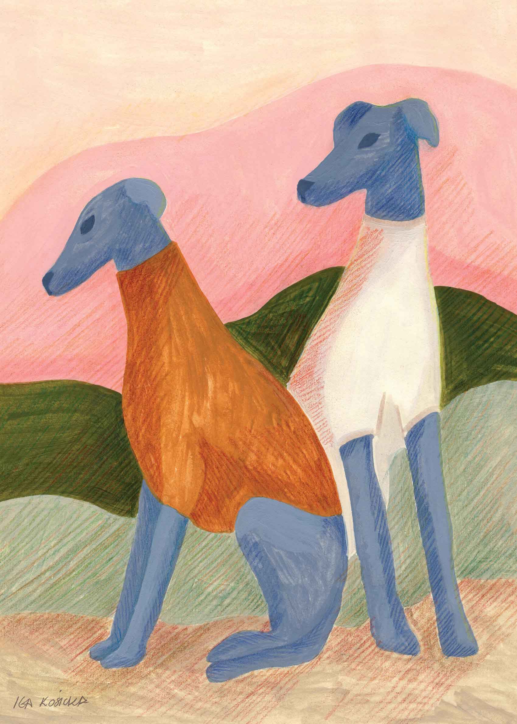 Blueberry Dogs Leinwand - Tiergrafik (50x70 cm)