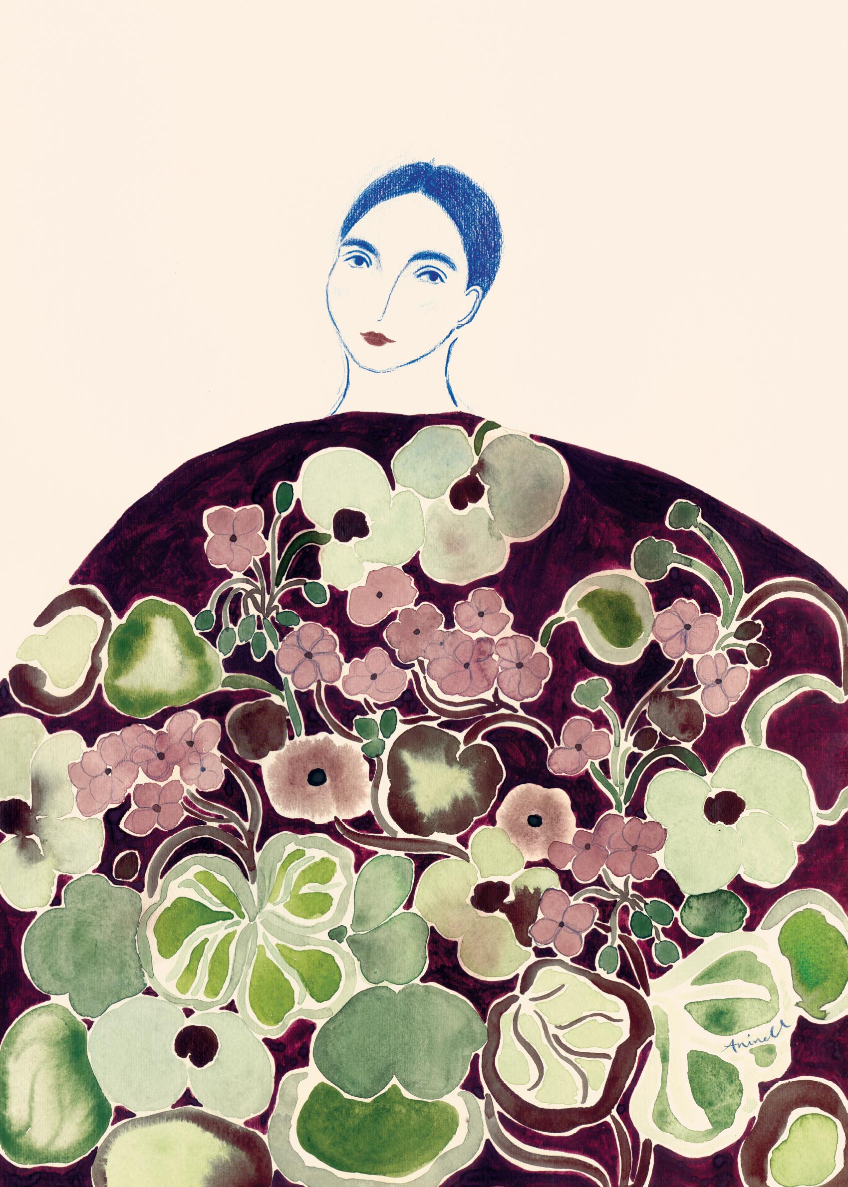 Enamoured Leinwand - Porträtillustration (70x100 cm)