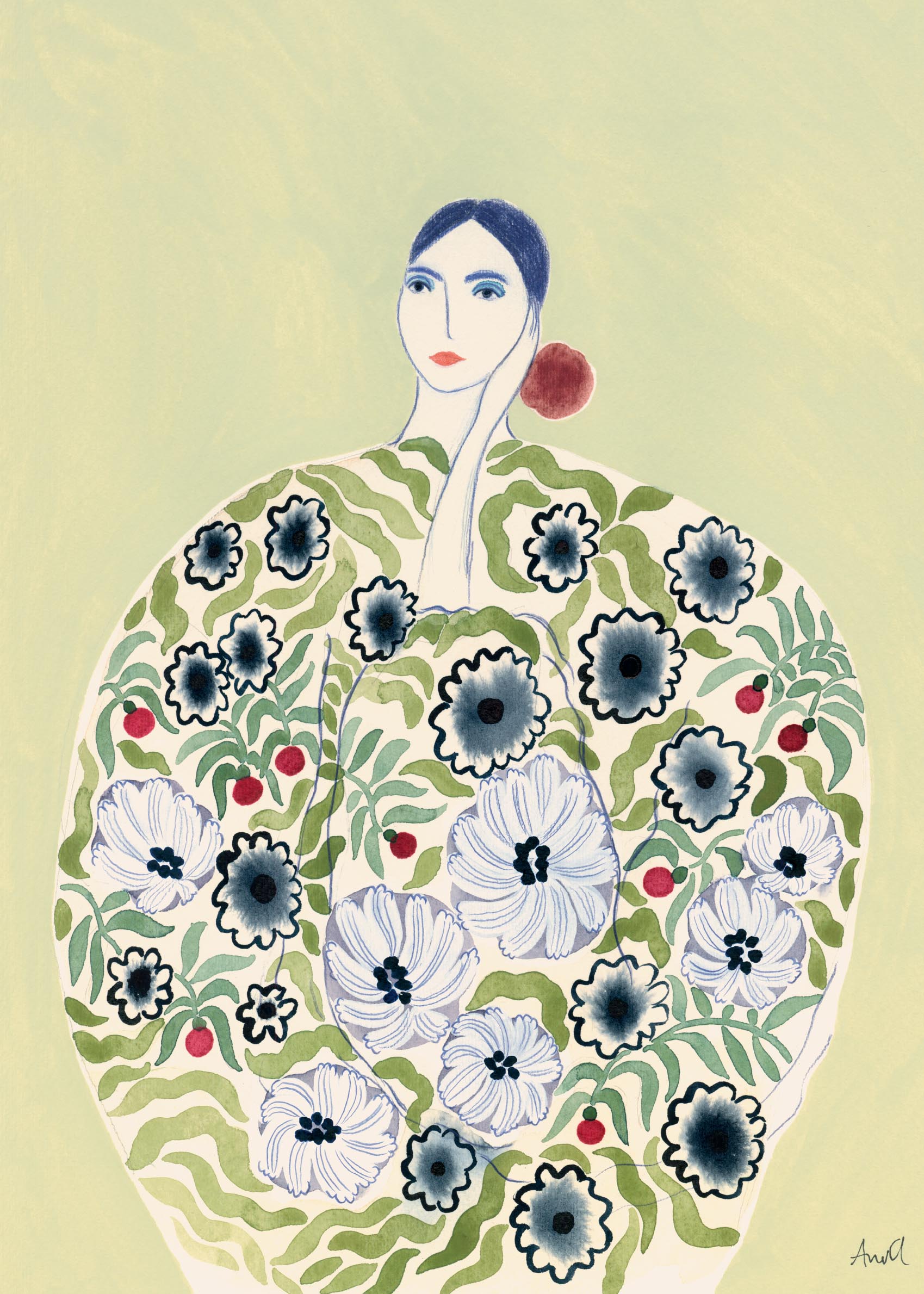 Flowering Canvas - Portrait illustration (50x70 cm)