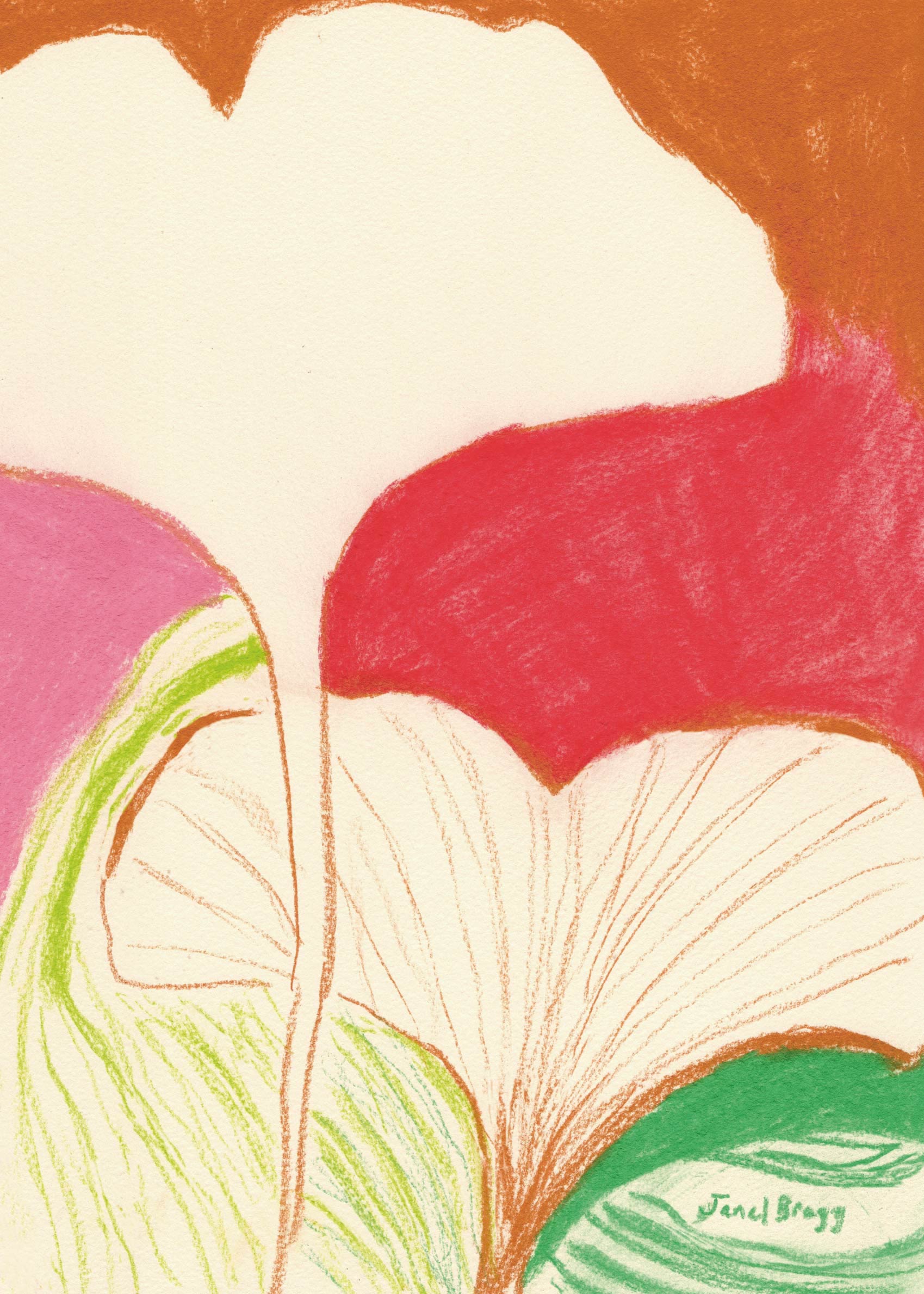 Vibrant Ginko II Leinwand - Blumenmalerei (30x40 cm)