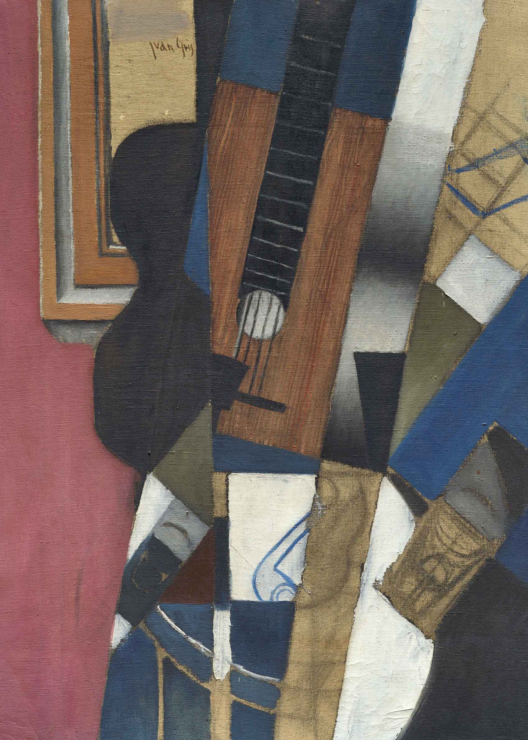 Guitar and Pipe Leinwand - Kubistische Grafik (50x70 cm)
