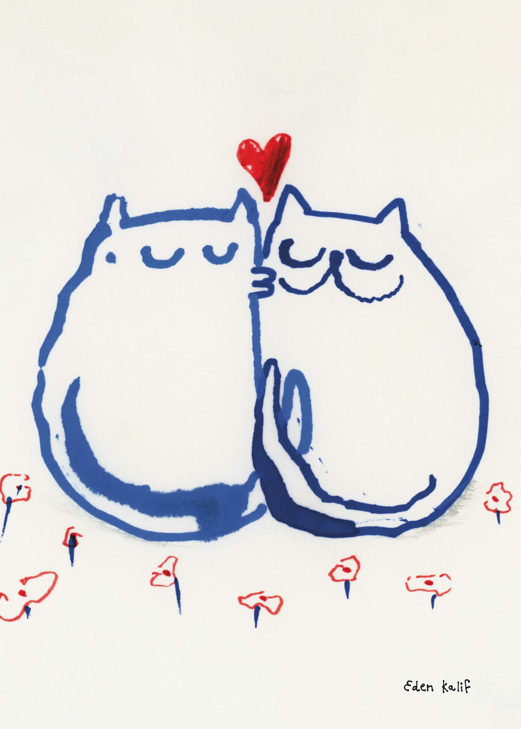 Lovin Cats Canvas - Animal line art (50x70 cm)