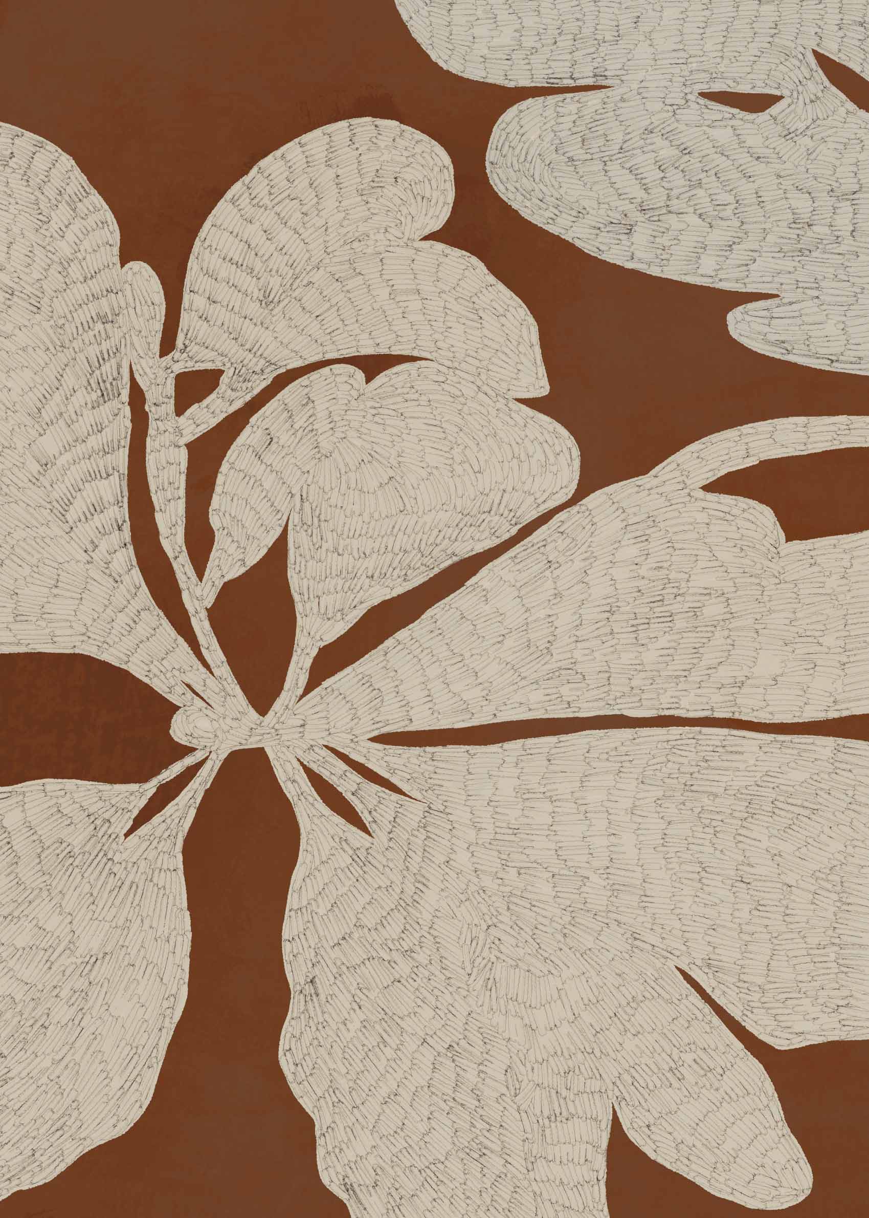 Leafy Patterns Leinwand - Botanische Blattgrafik (100x140 cm)
