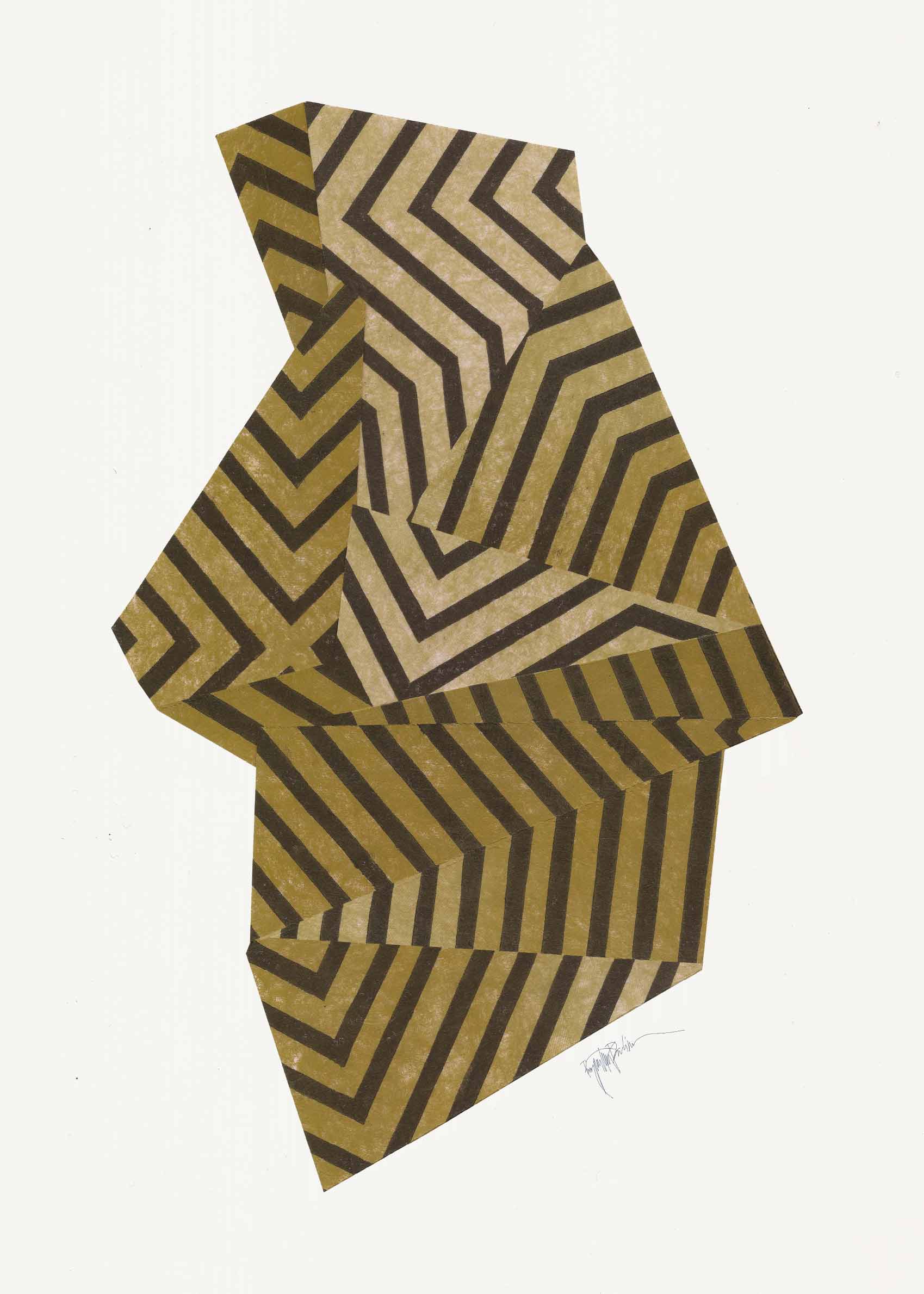 Golden Chevron Canvas - Abstract geometric illustration (50x70 cm)