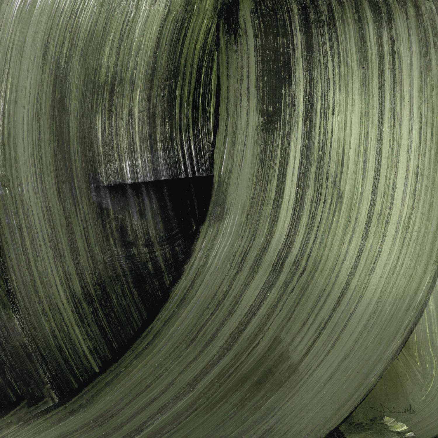 Sage Brush Canvas - Sage green arcs on canvas (70x70 cm)
