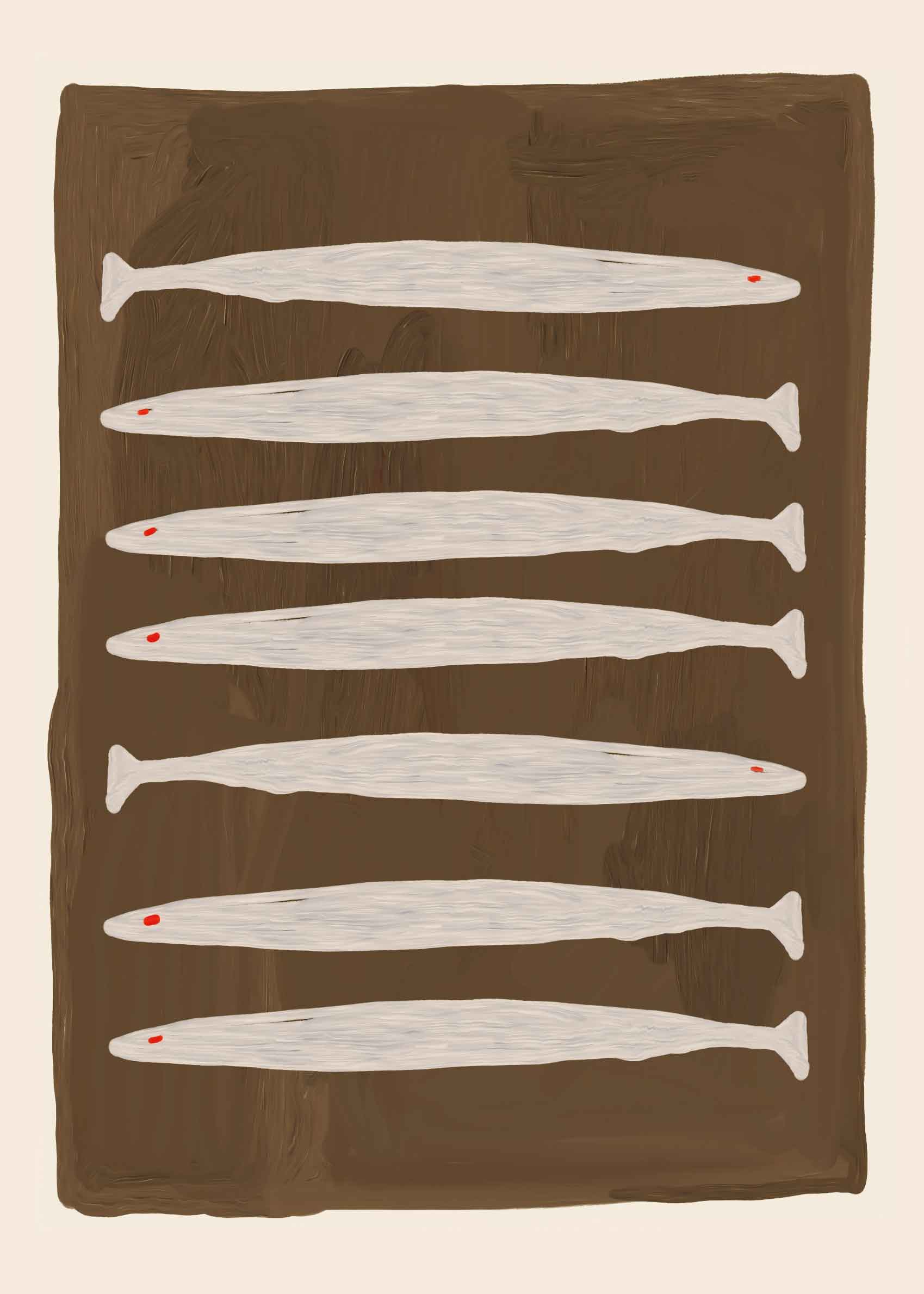 Fish Pattern Leinwand - Fischmalerei (30x40 cm)