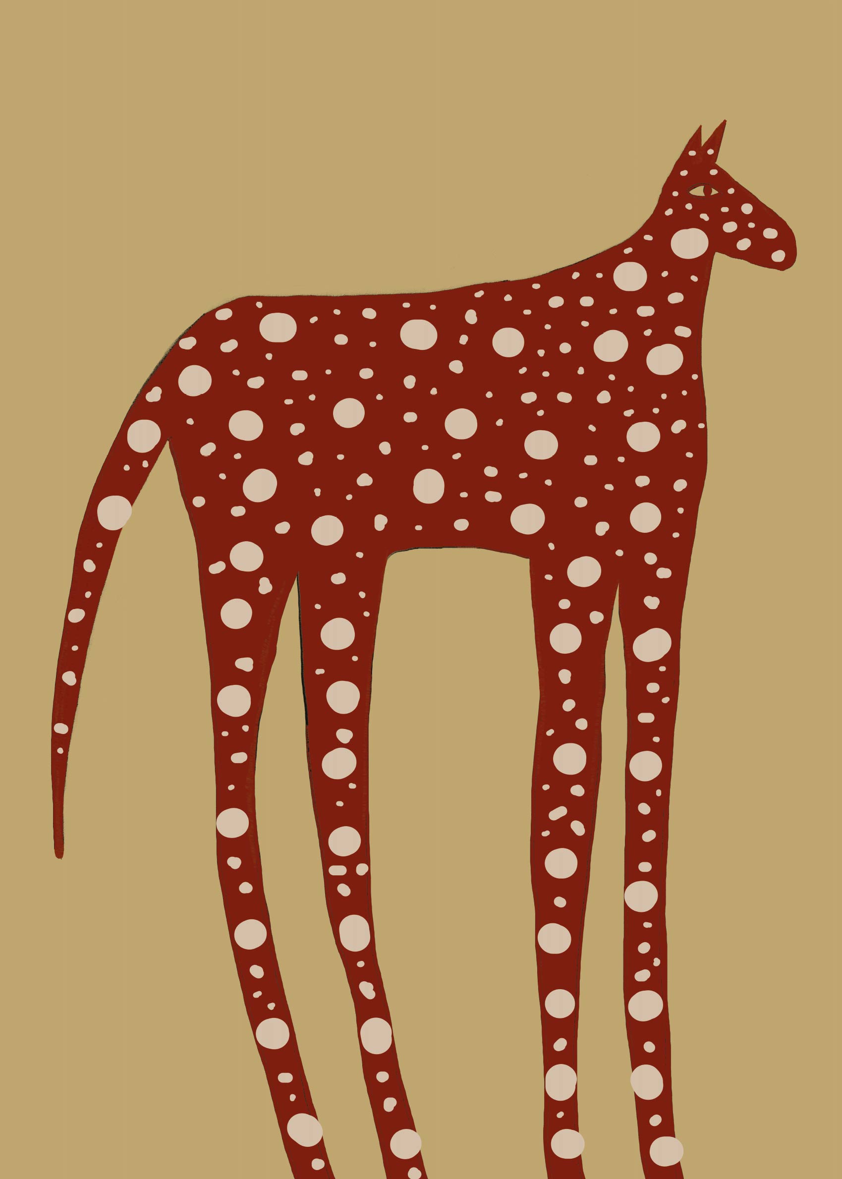 Spotted Earthy Creature Canvas - Folk animal painting (50x70 cm)